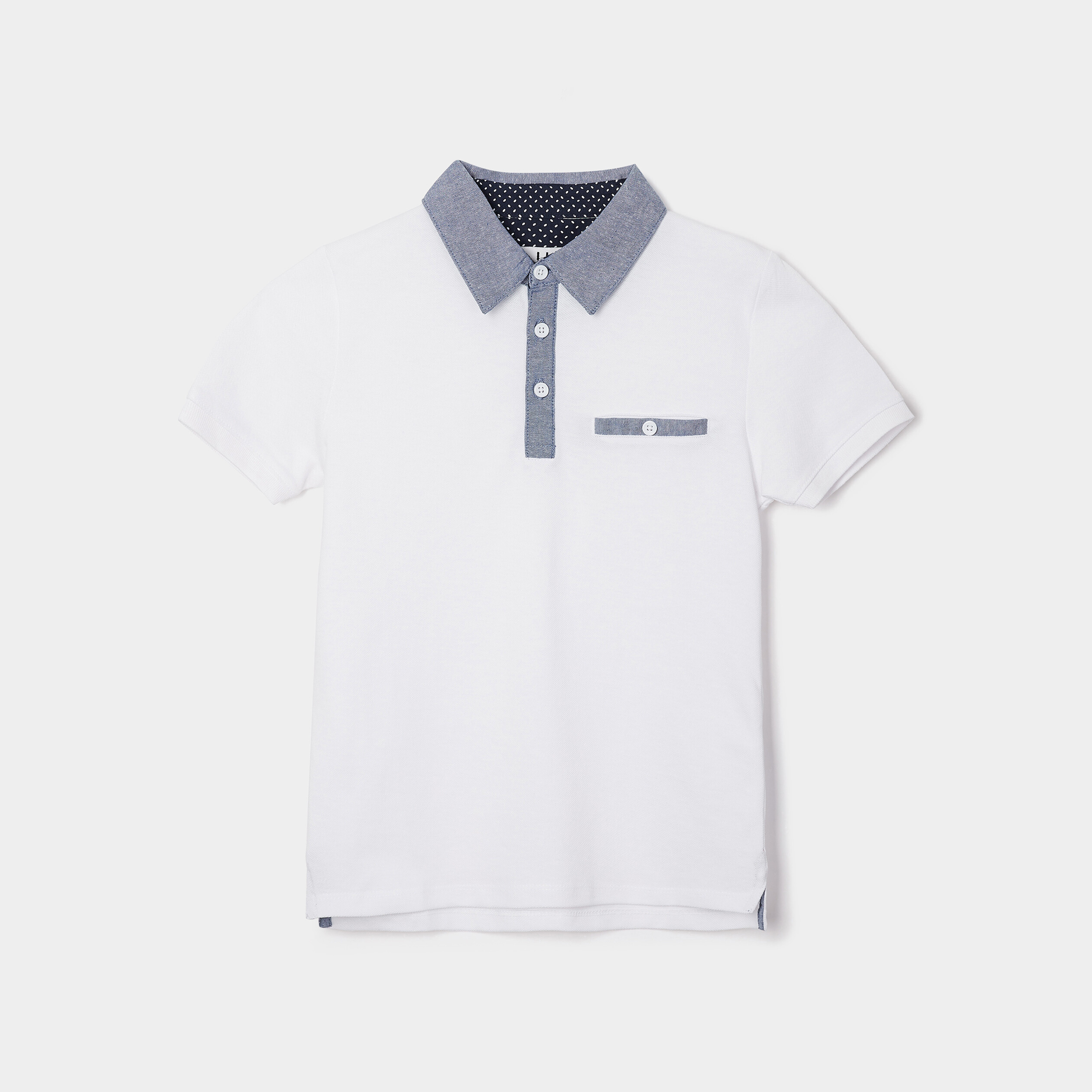 Polo manches courtes 1 poche blanc garçon | La Halle