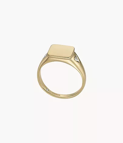 Fossil Siegelring Drew Edelstahl goldfarben