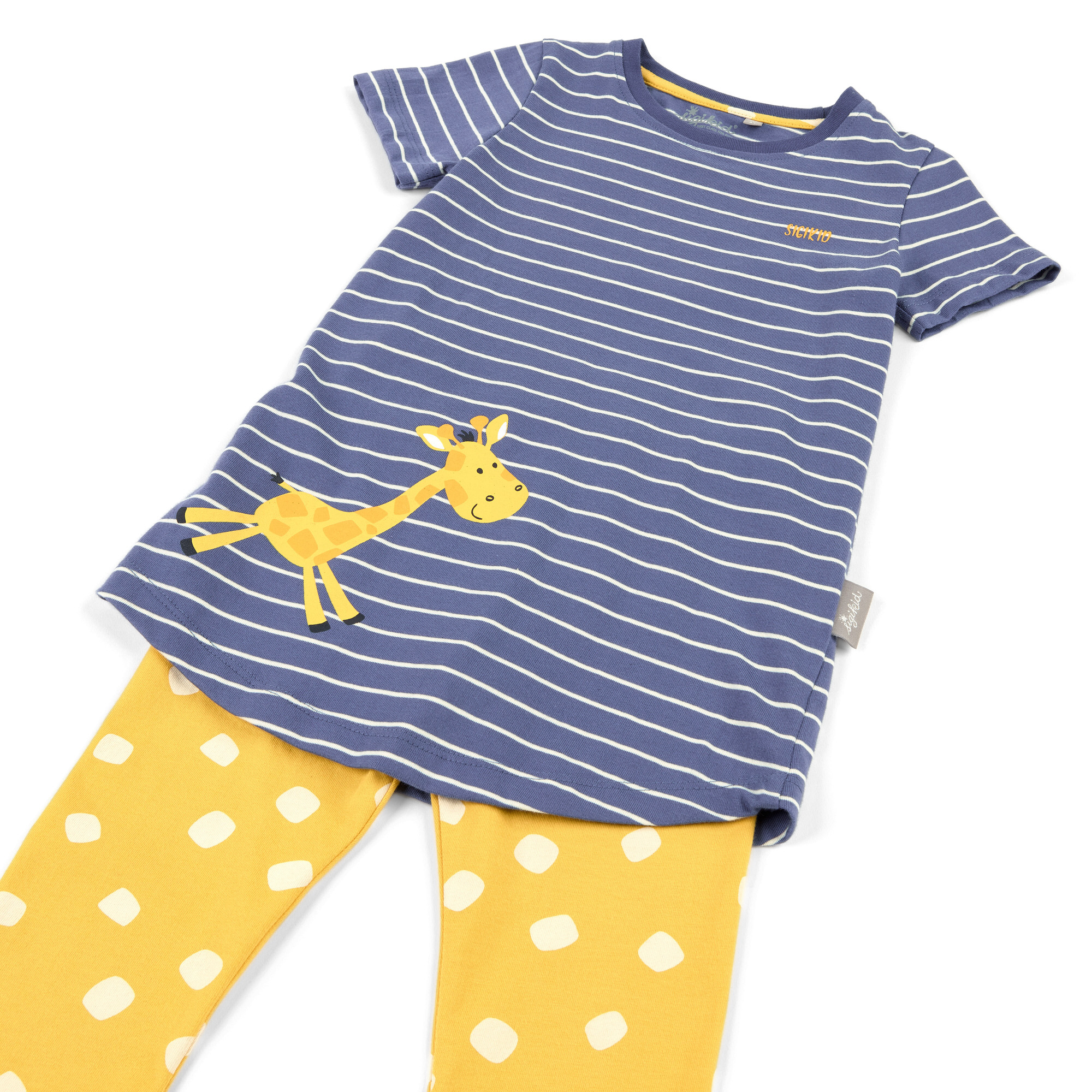 Kinder Schlafanzug Giraffe, gelb-blau