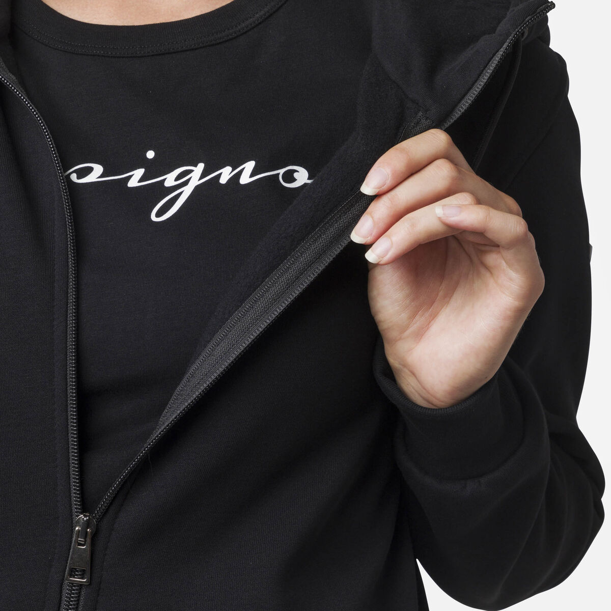 Logo Damensweatshirt mit Kapuze und durchgehendem Reißverschluss
