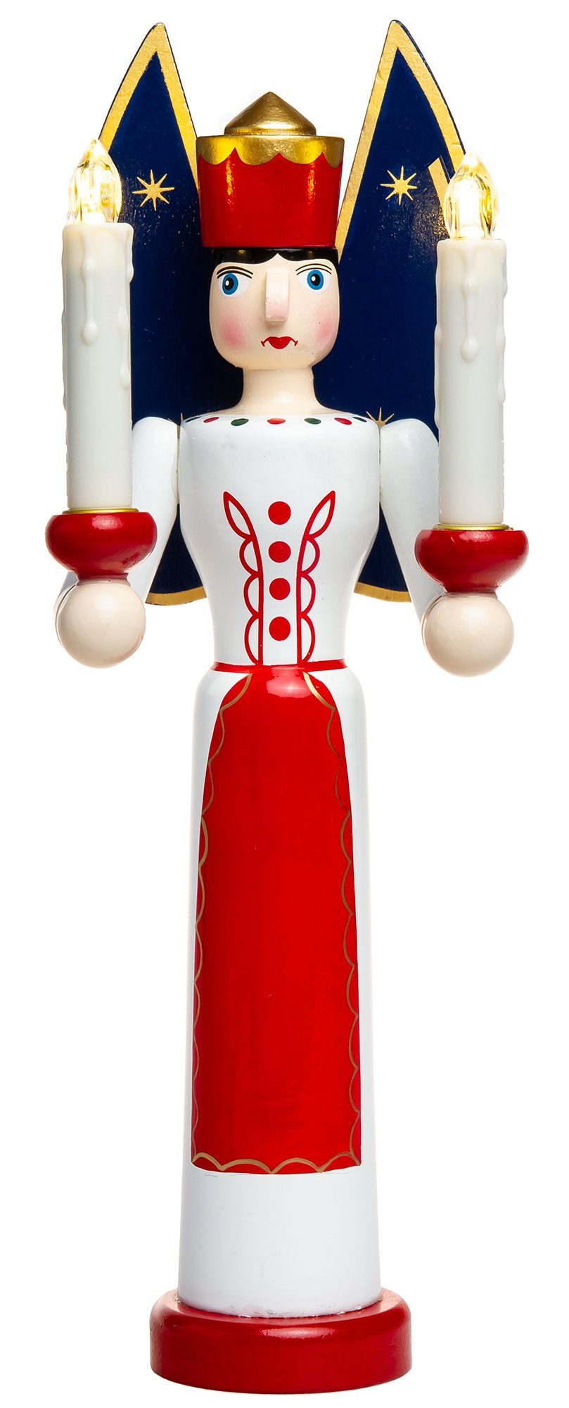 SIKORA Weihnachtsfigur EB-A-LED Engel und Bergmann aus Holz 2er Set mit LED Kerzen und Fernbedienung