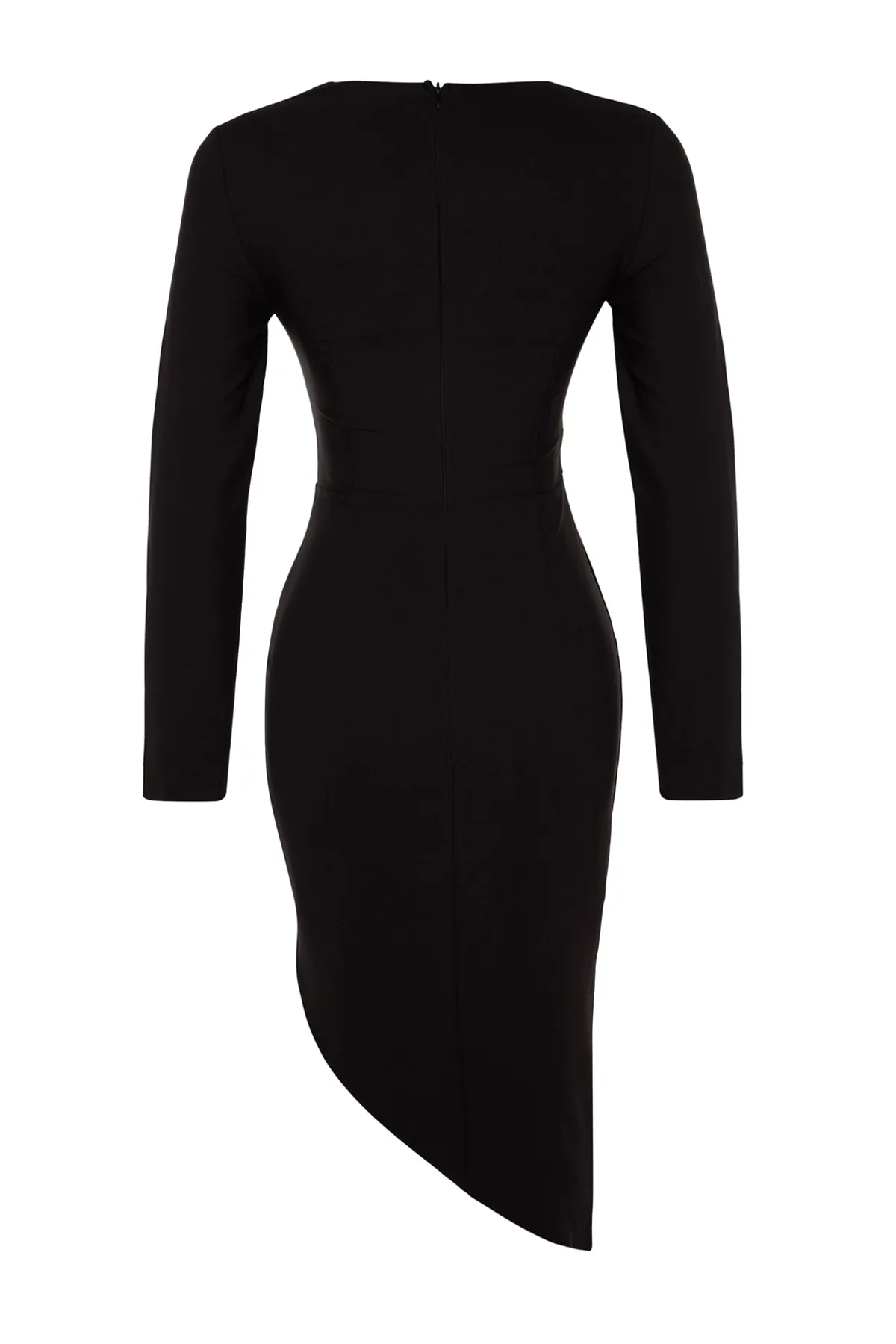 Trendyol Collection  Schwarzes, figurbetontes, gewebtes, glänzendes Stein-Stilvolles Abendkleid TPRAW24EL00135