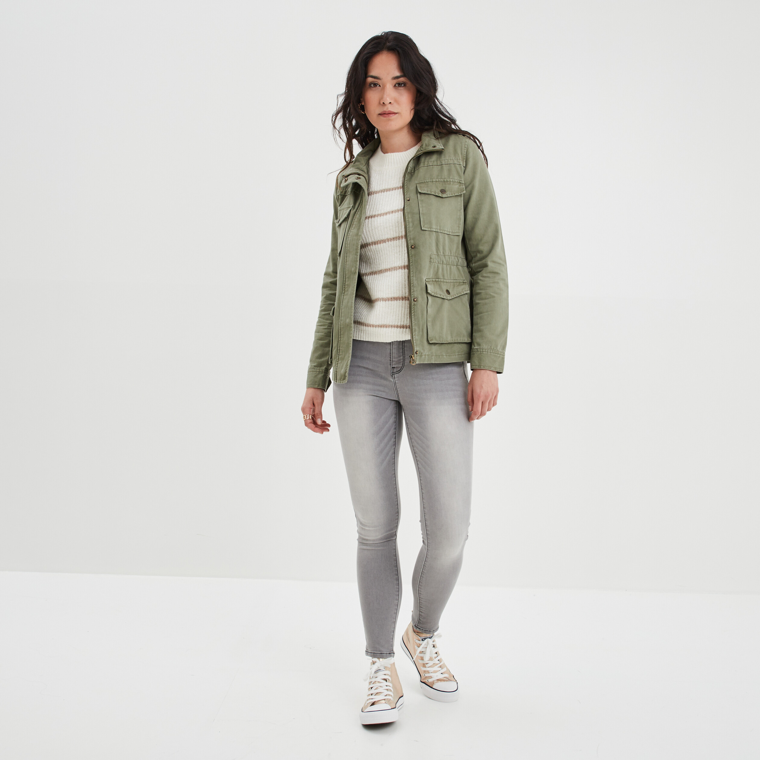 Pull ajouré devant col rond Creeks beige femme | La Halle