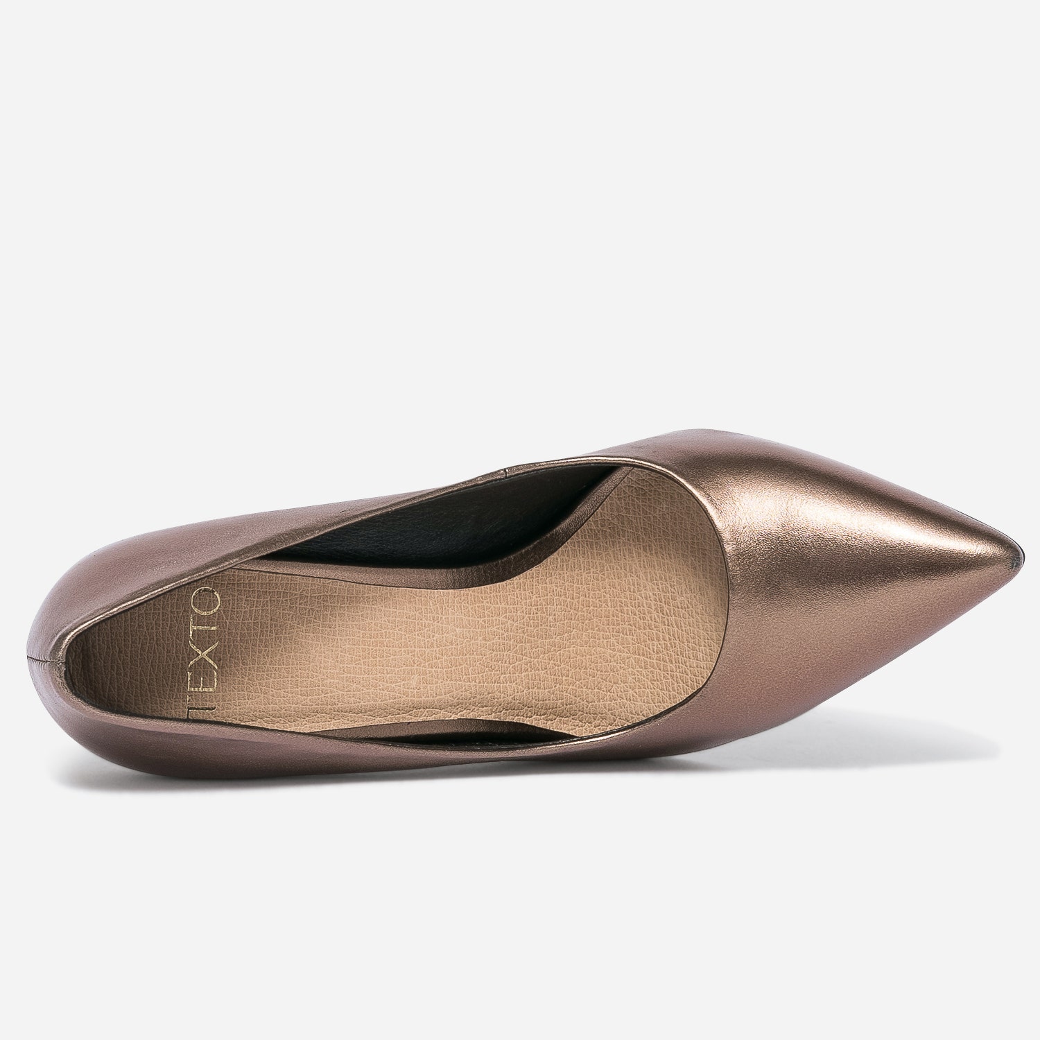 Stiletto TEXTO bronze métallisé à talon verni