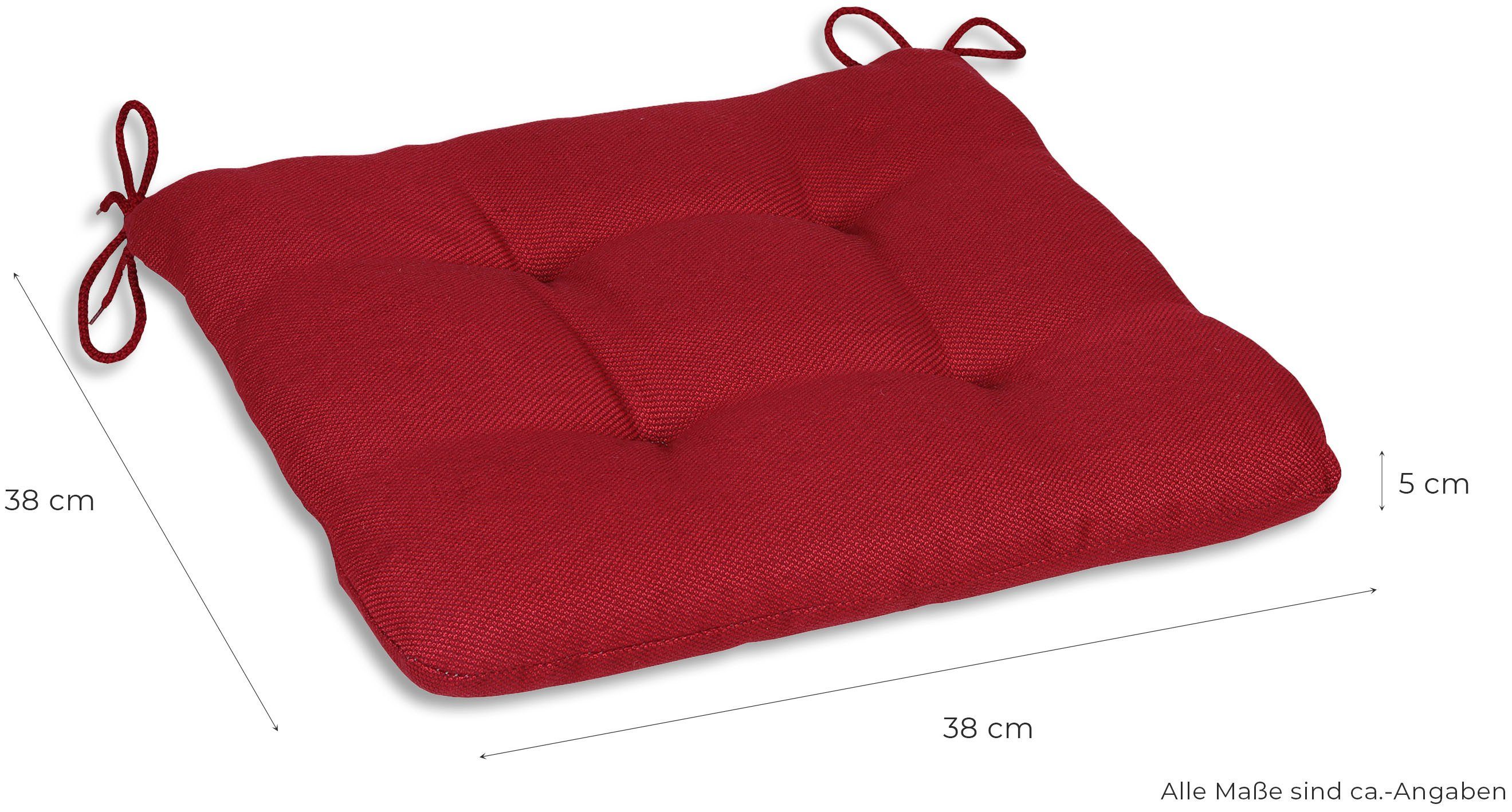 GO-DE Sitzkissen Carina, 2er Set, 38x38 cm