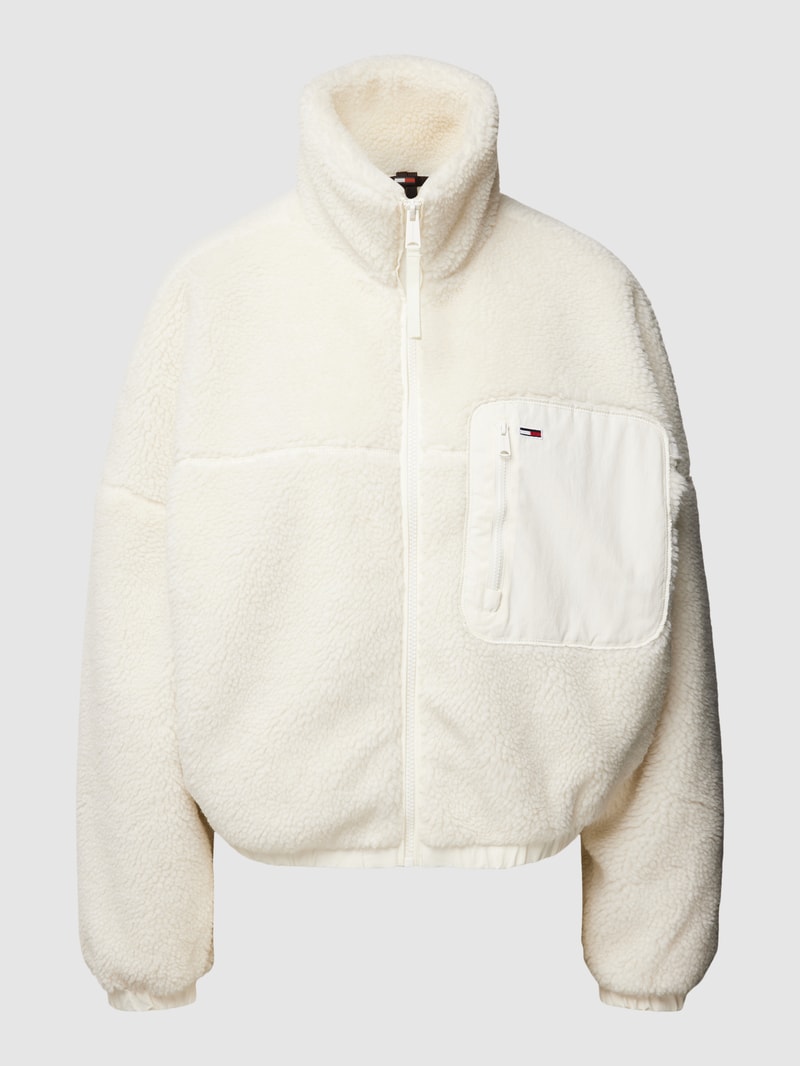 Jacke aus Teddyfell mit Brusttasche Modell 'CASUAL' in offwhite