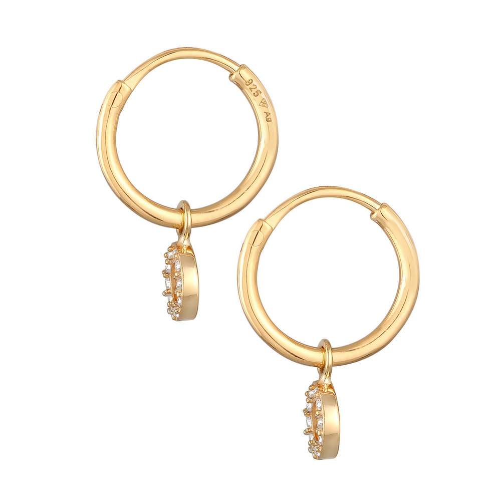 Elli Elli Boucles d'Oreilles Femmes créoles pendentif rond avec cristaux en argent ste Boucles d'oreilles
