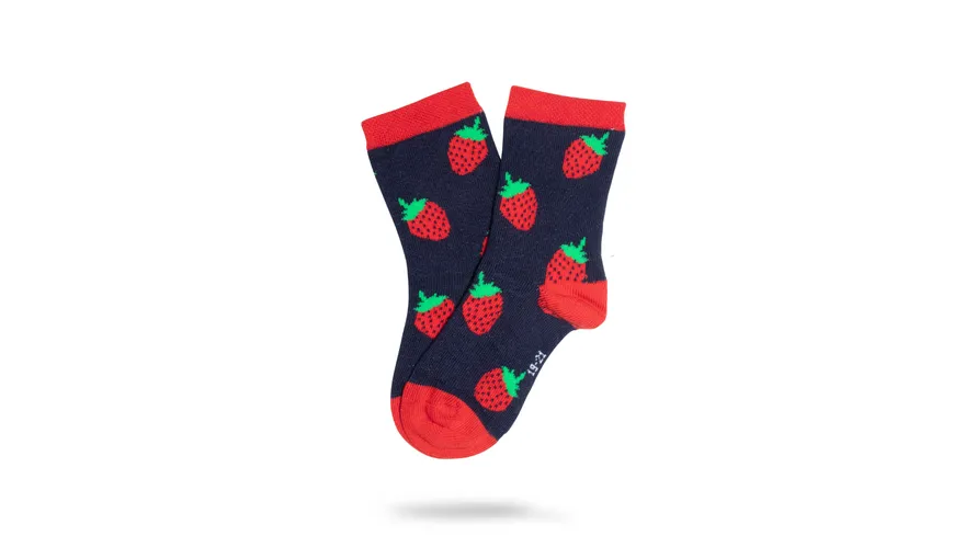 Unabux Babysocken Erdbeeren Unisex darknavy