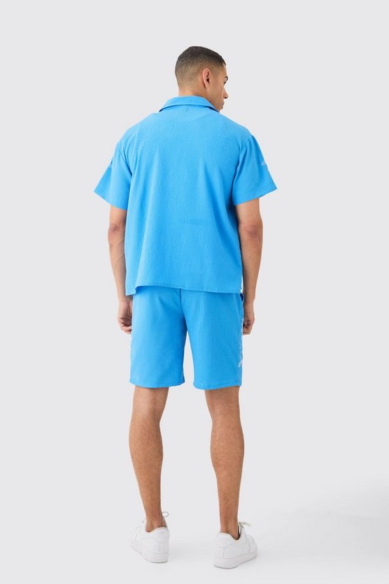 Kastiges florales Seersucker-Hemd & Shorts