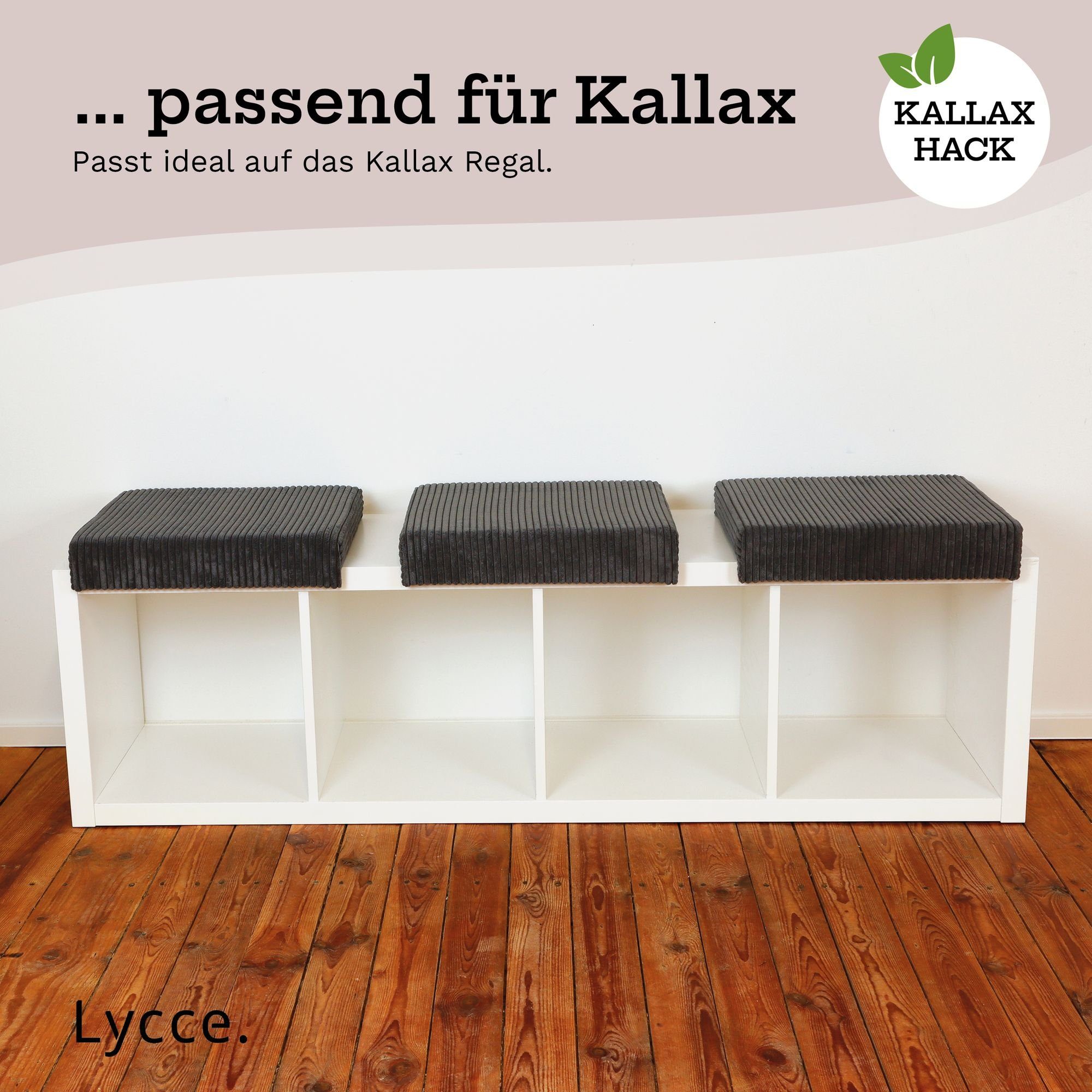animal-design Bankauflage Klemmkissen 1 Leiste Cordstoff extra Polsterung, für Banktiefe ab 35cm
