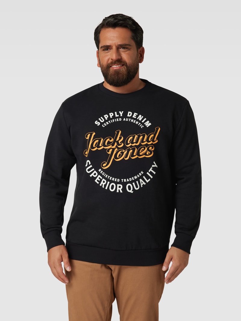 PLUS SIZE Sweatshirt mit Label-Print in schwarz