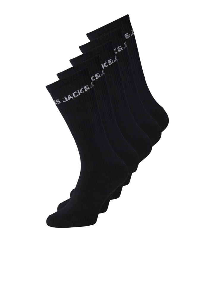 JACK & JONES Junior 5er Pack Socken JACBASIC LOGO TENNISSOCK JNR in black günstig kaufen 33-37