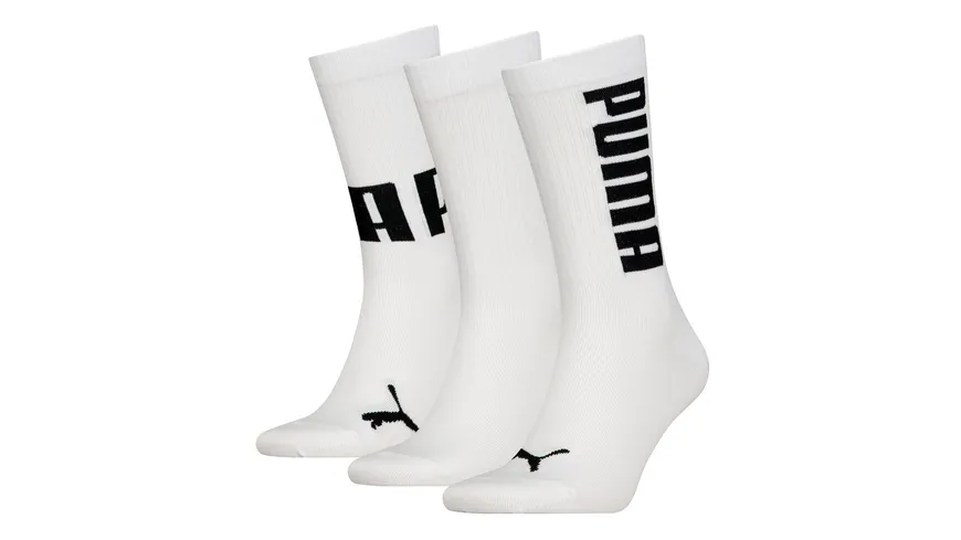 PUMA Unisex Sportsocken Big Logo Crew 3er Pack White combo
