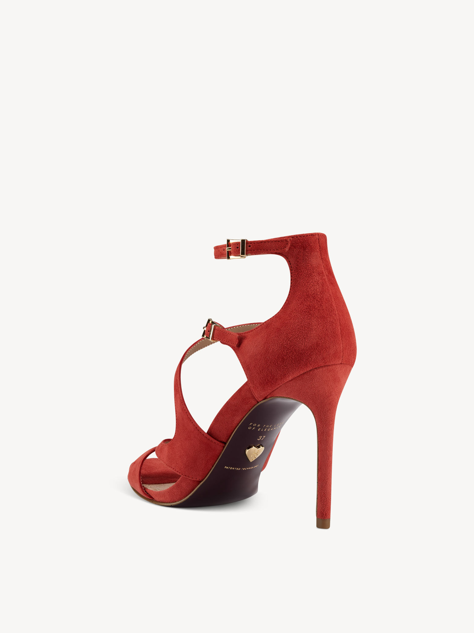 Sandale à talon en cuir - orange