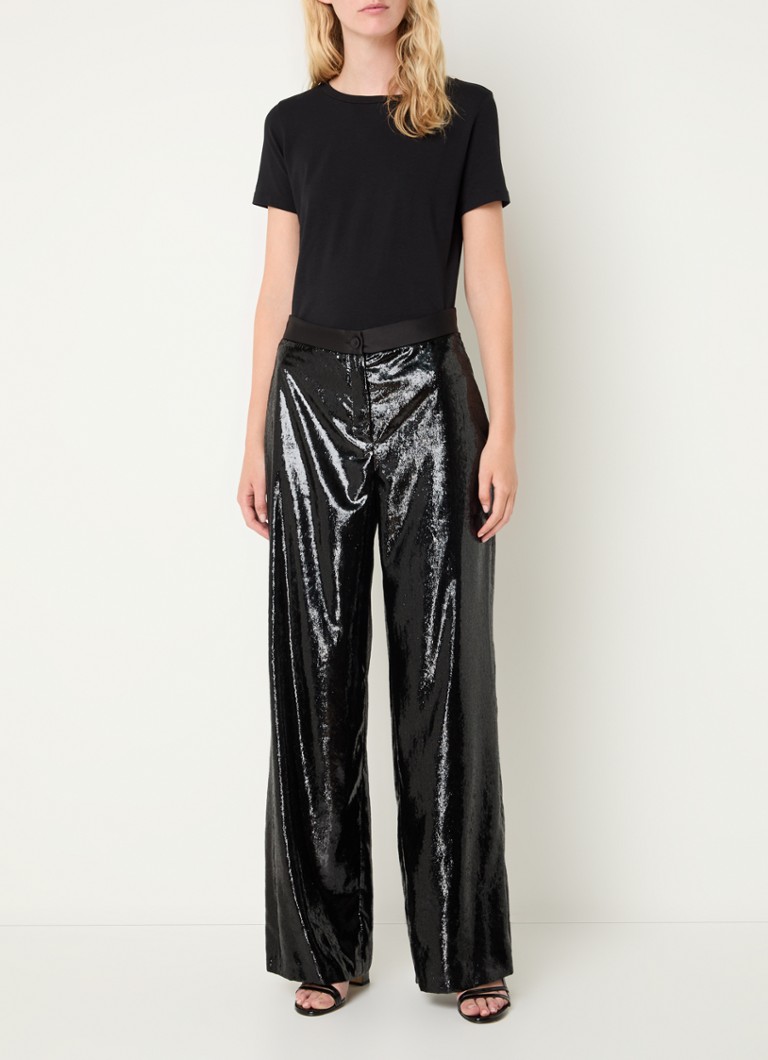 Pennyblack Orietta high waist wide fit trousers with shiny finish