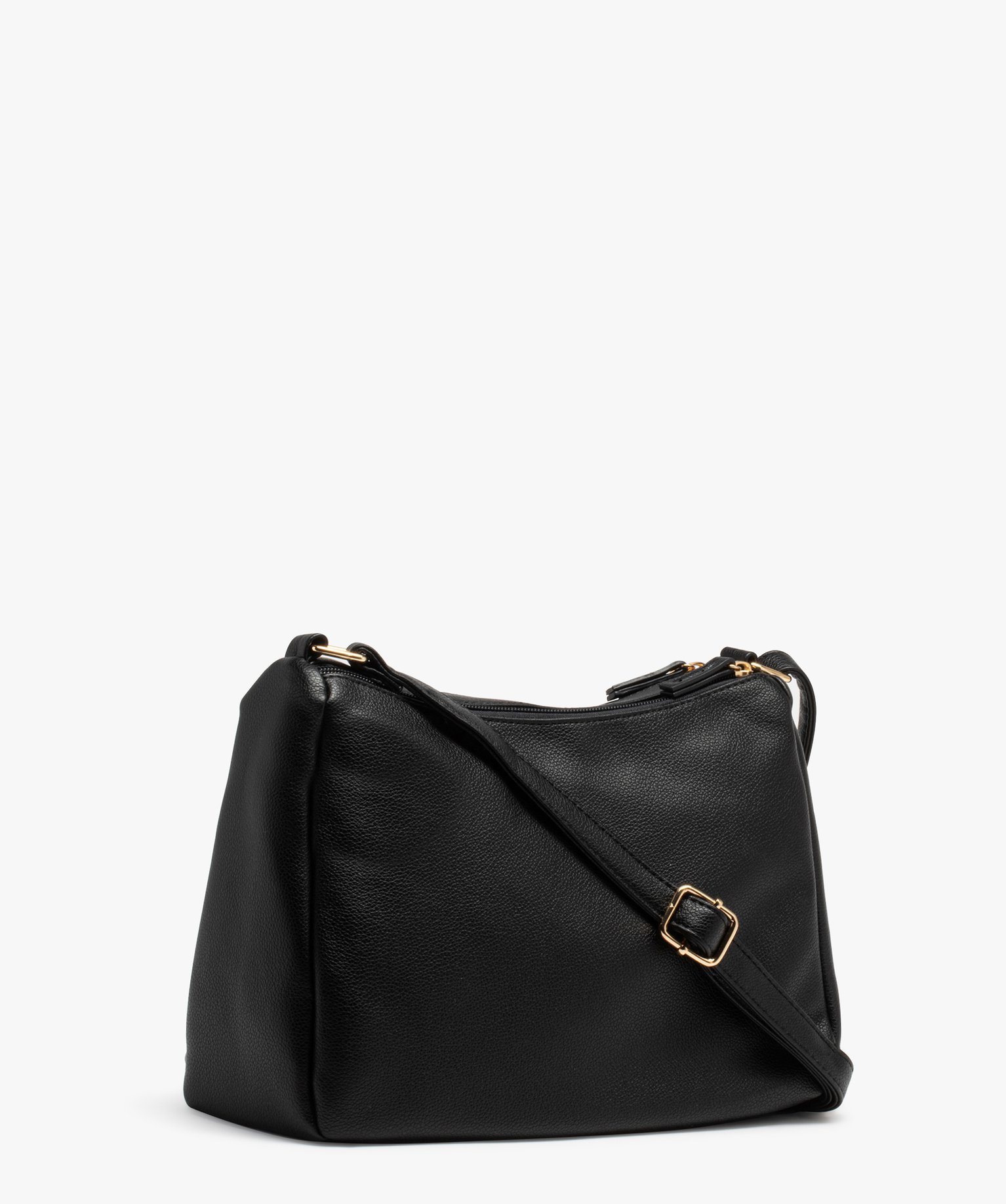 Sac besace souple à multiples poches zippées femme noir | GEMO