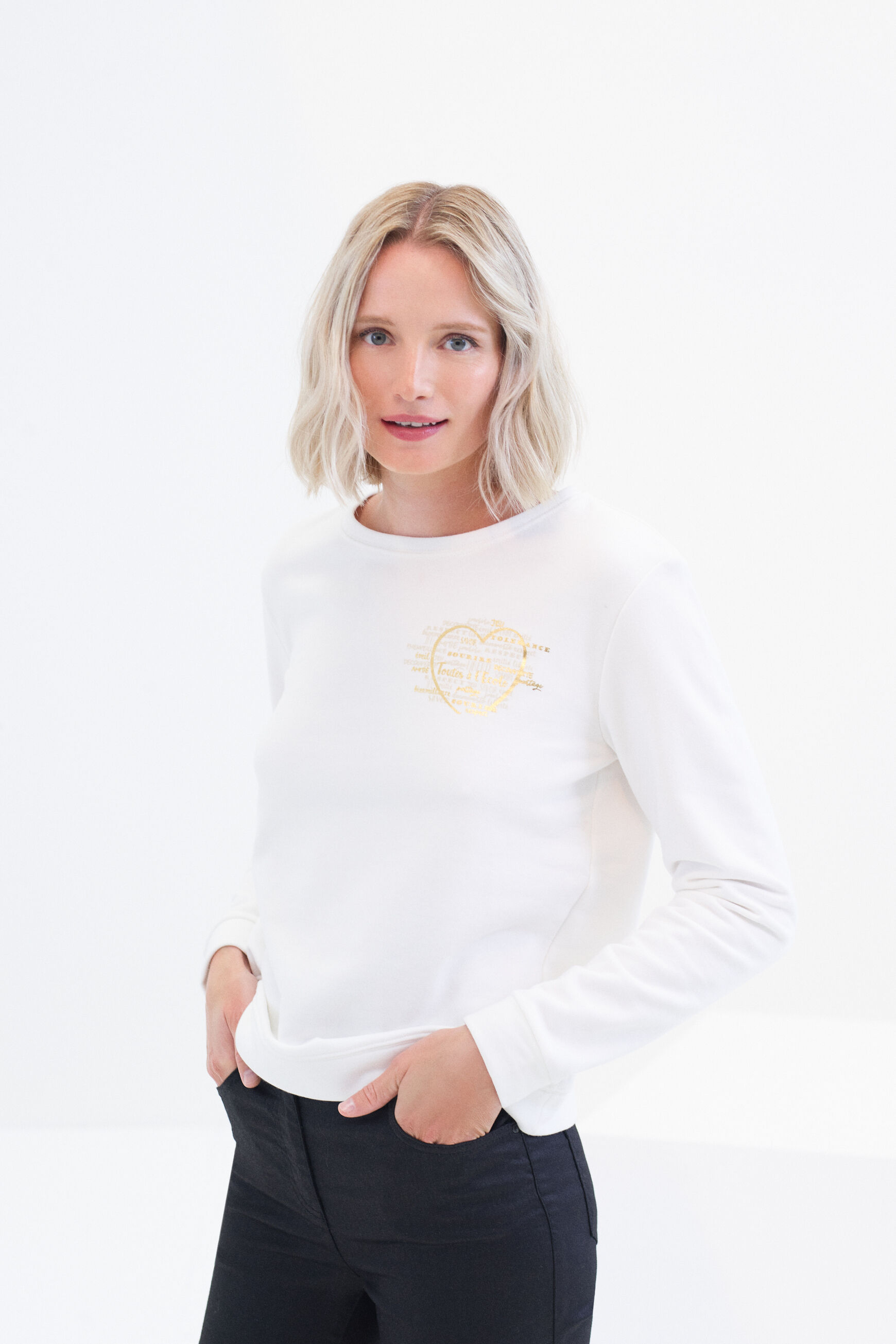 Sweat Ines ivoire femme