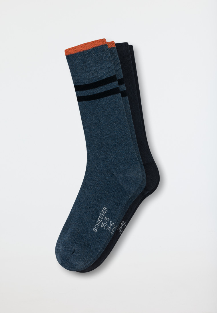 Herrensocken 2er-Pack Organic Cotton nachtblau/grünblau - 95/5