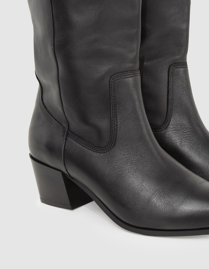 Bottes noires cuir velours esprit santiag Femme