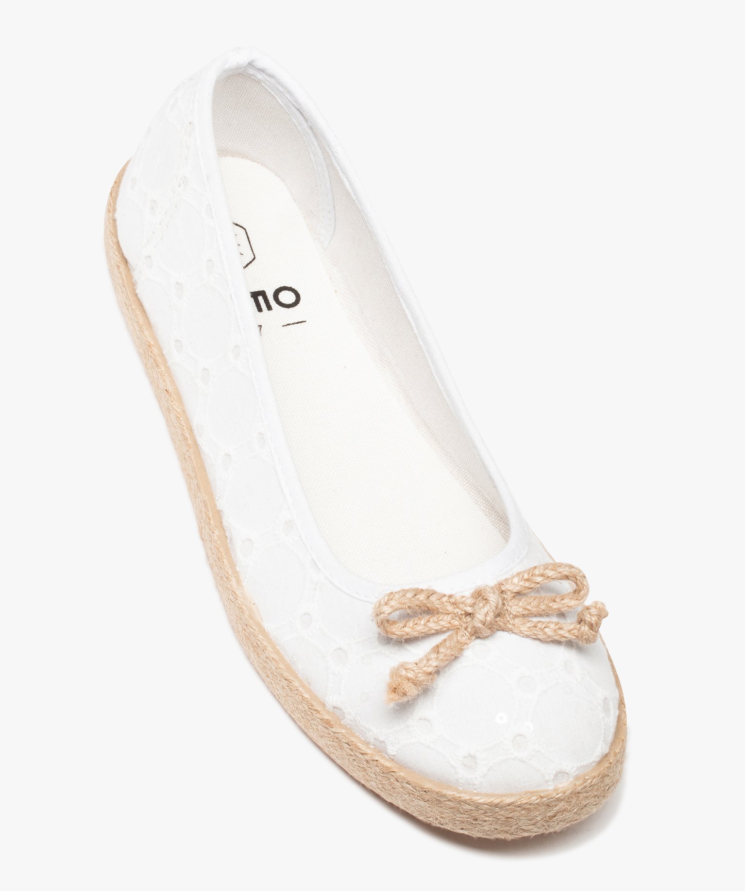 Ballerines femme en toile imprimée et semelle cordelette blanc | GEMO