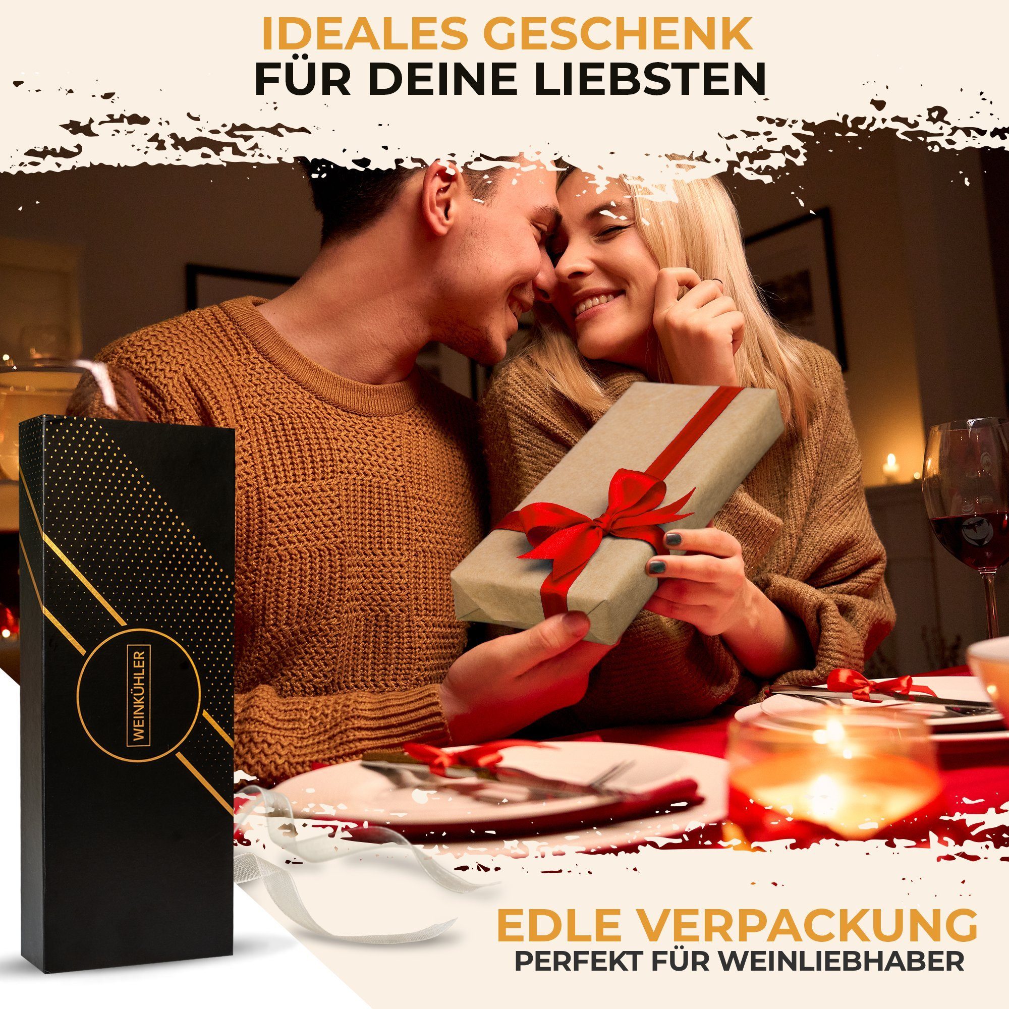 LUCHSFELD Weinkühler Weinkühlstab mit Ausgießer und Vakuumverschluss, Geschenkset
