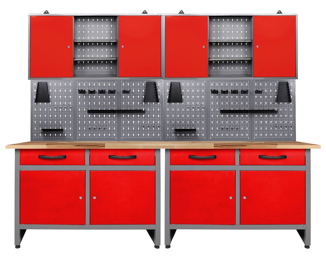 Ondis24 Werkstatt Set Werner 240 cm 2 Schränke rot