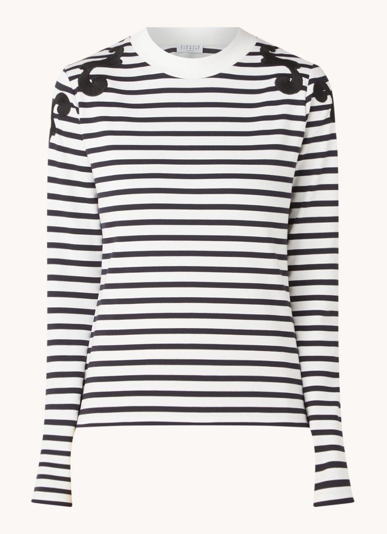 Claudie Pierlot Breton long sleeve with stripe print and embroidery