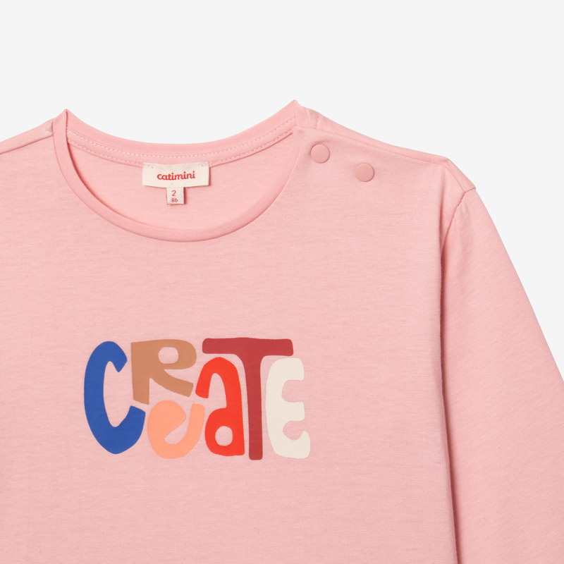 T-shirt bébé fille message rose en coton recyclé Catimini