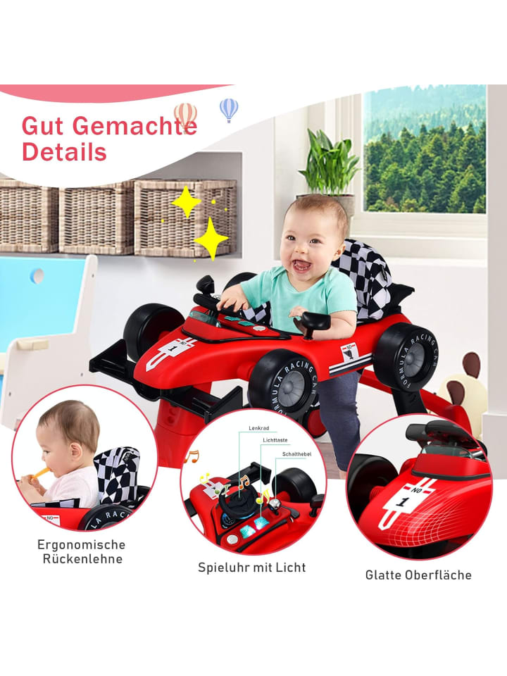 COSTWAY 4 in 1 Lauflernwagen in Rot günstig kaufen 75 cm