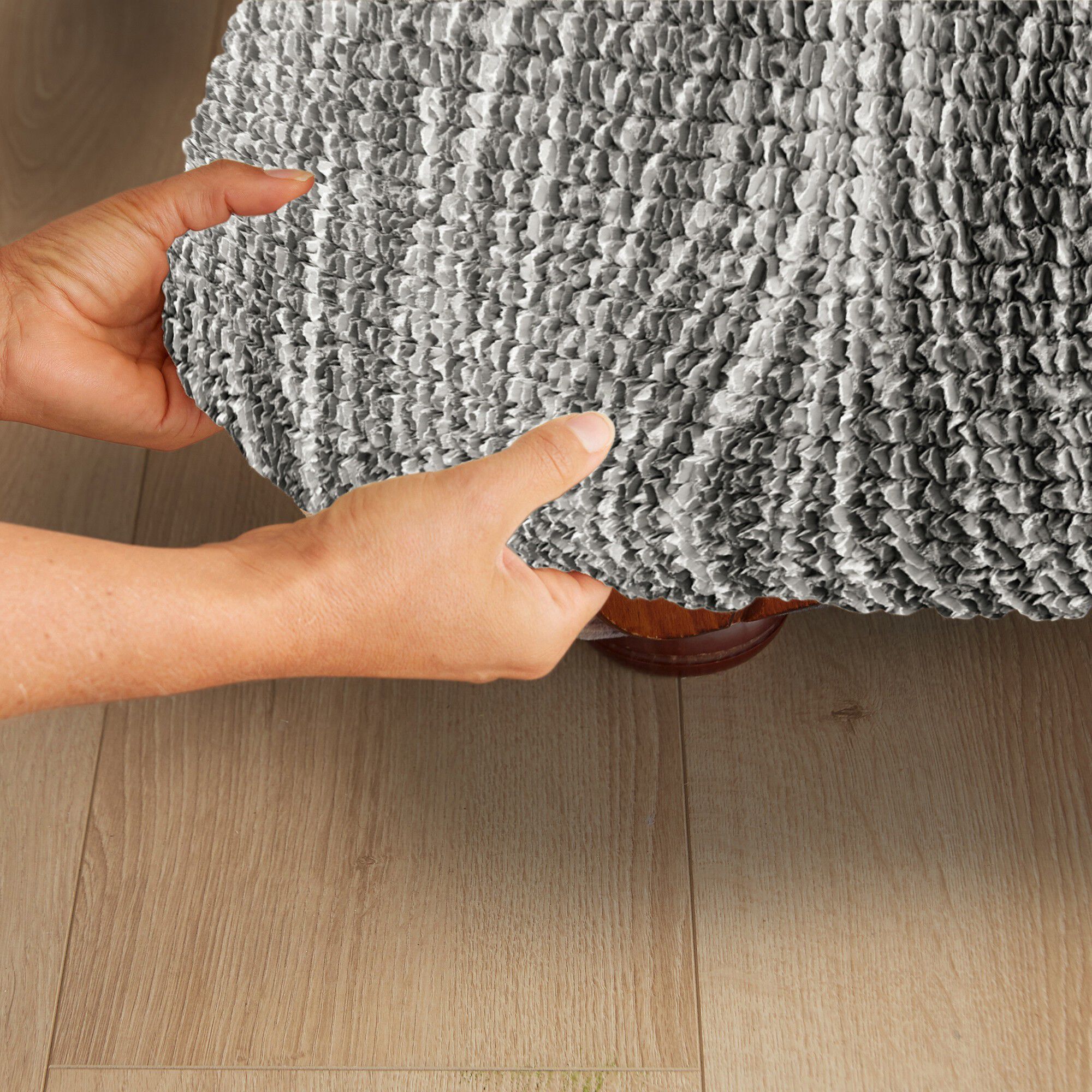 Housse bi-extensible microfibre imprimé vagues pour fauteuil et canapé