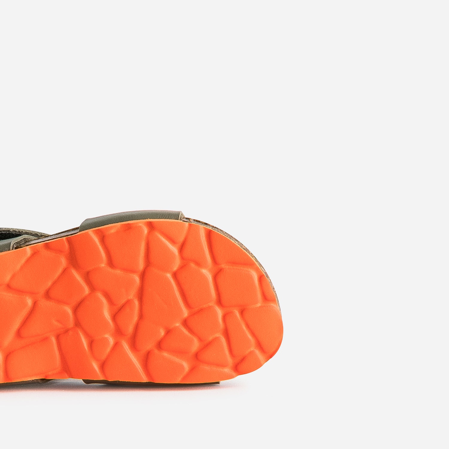 Sandale anatomique BUGGY kaki cuir semelle orange