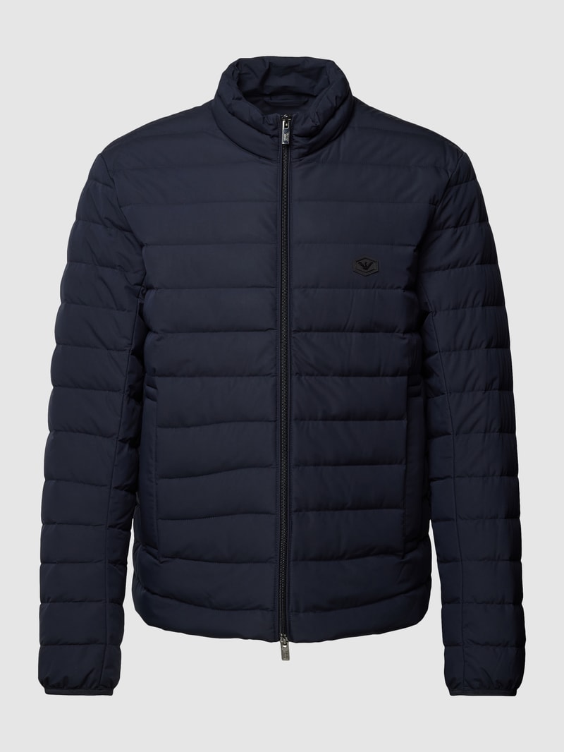 Daunenjacke mit Stehkragen in marineblau
