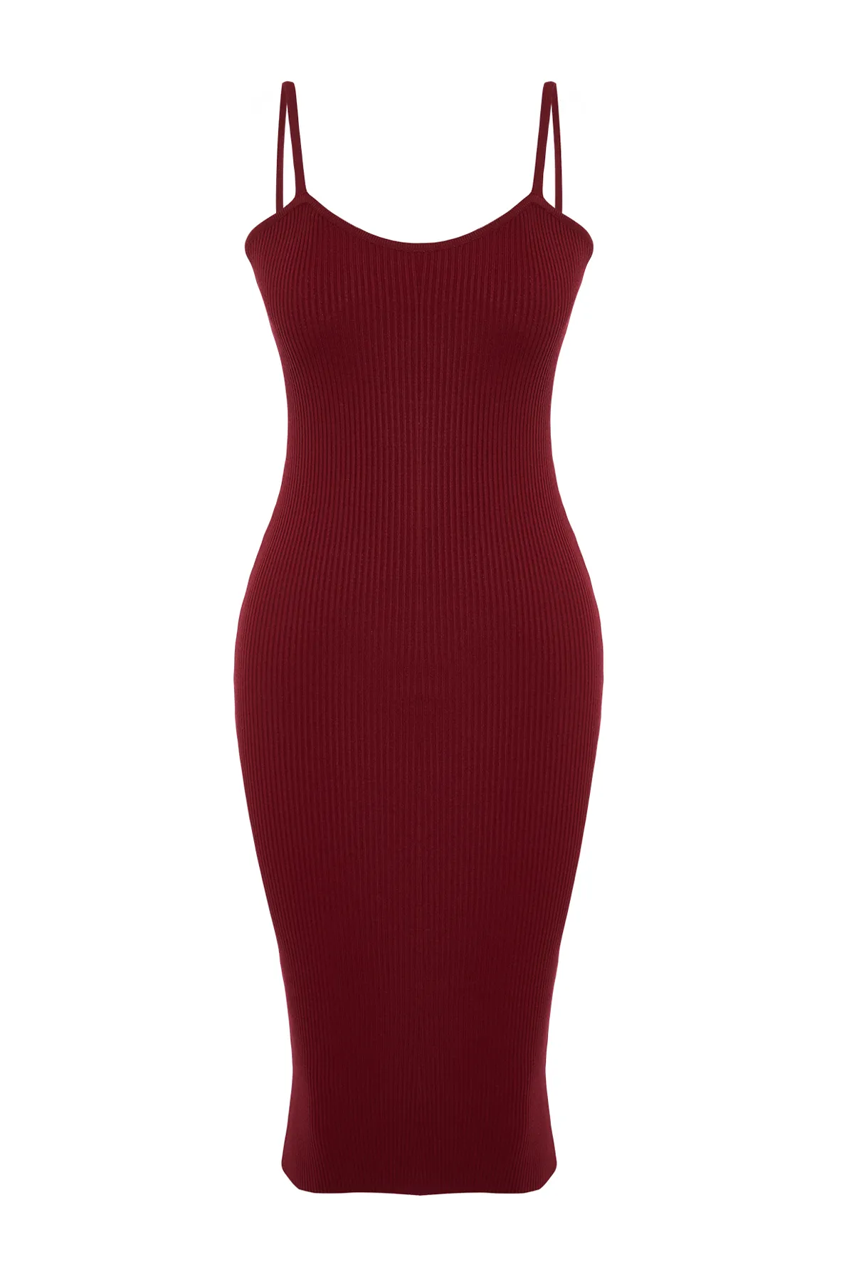 Trendyol Collection  Burgunderrotes, schlichtes Cardigan-Kleid mit Knopfleiste TWOSS21EL0208