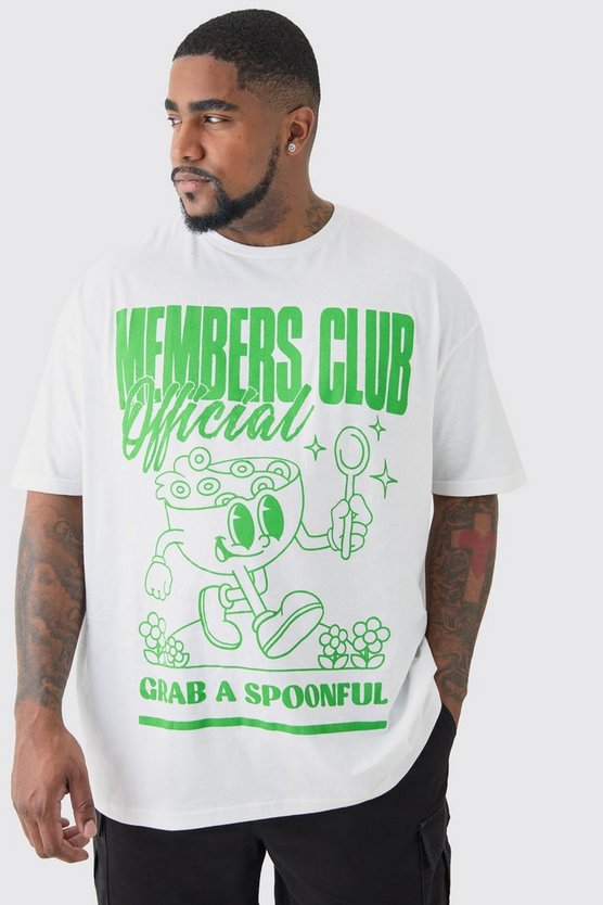 Plus weißes T-Shirt mit Members Club Worldwide Print