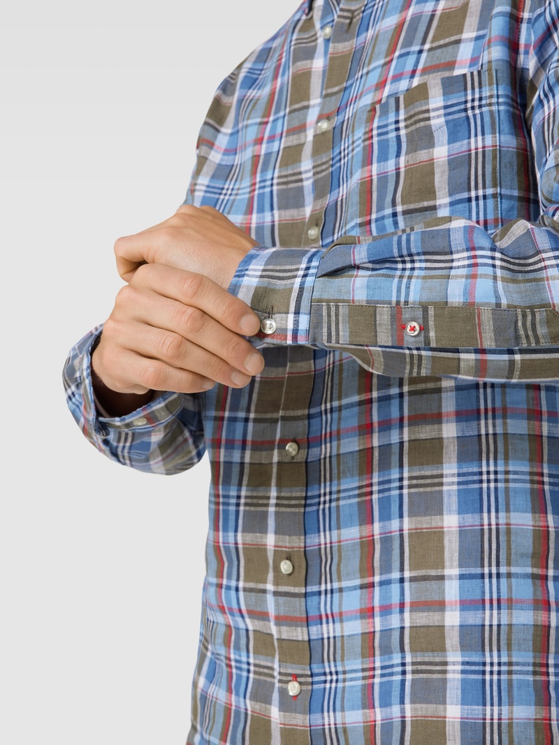 Leinenhemd mit Button-Down-Kragen in khaki