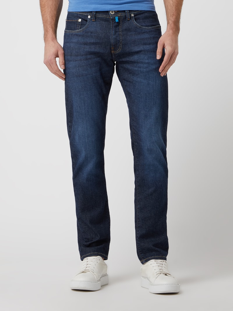 Tapered Fit Jeans mit Stretch-Anteil Modell 'Lyon' - 'Futureflex' in dunkelblau