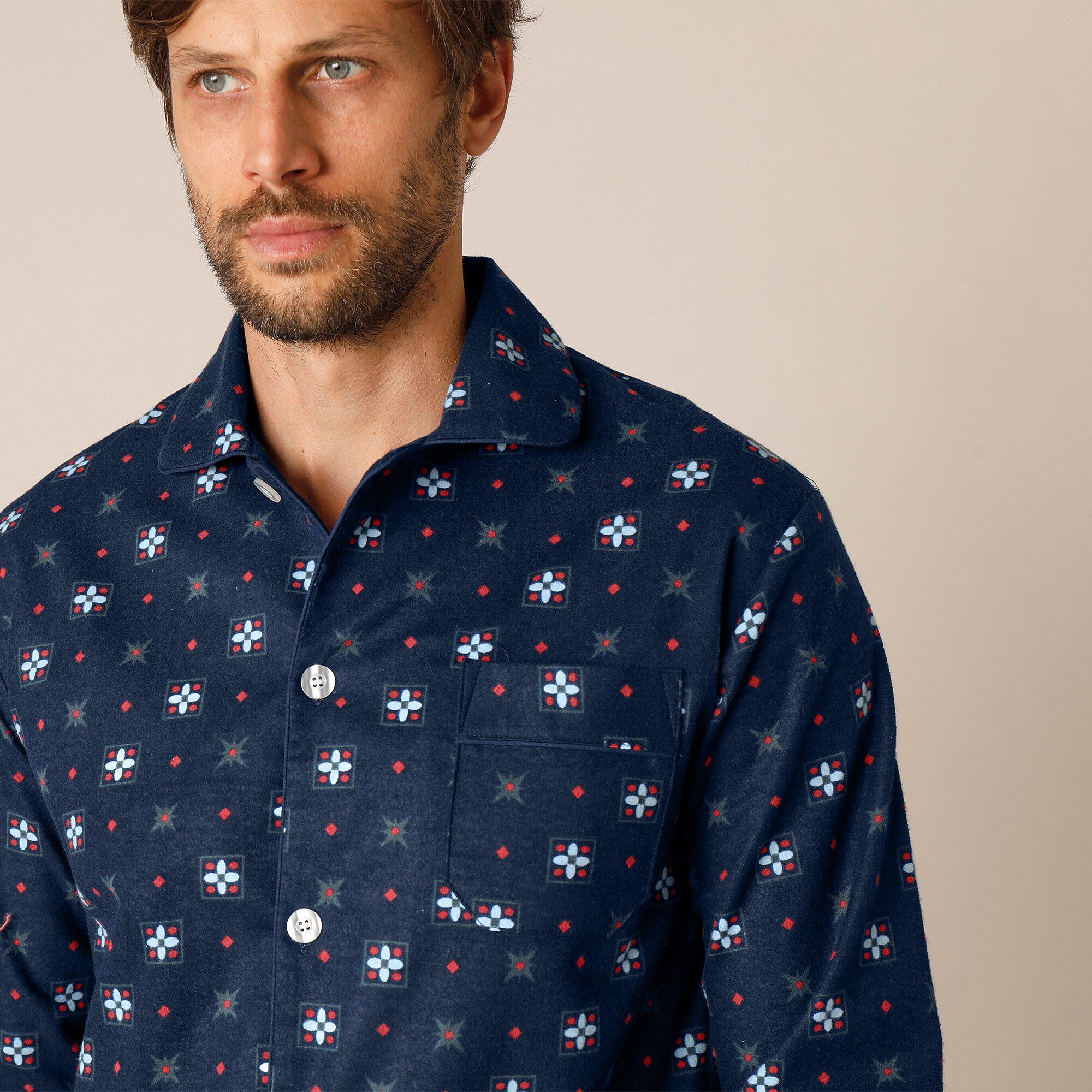 Pyjama boutonné imprimé flanelle