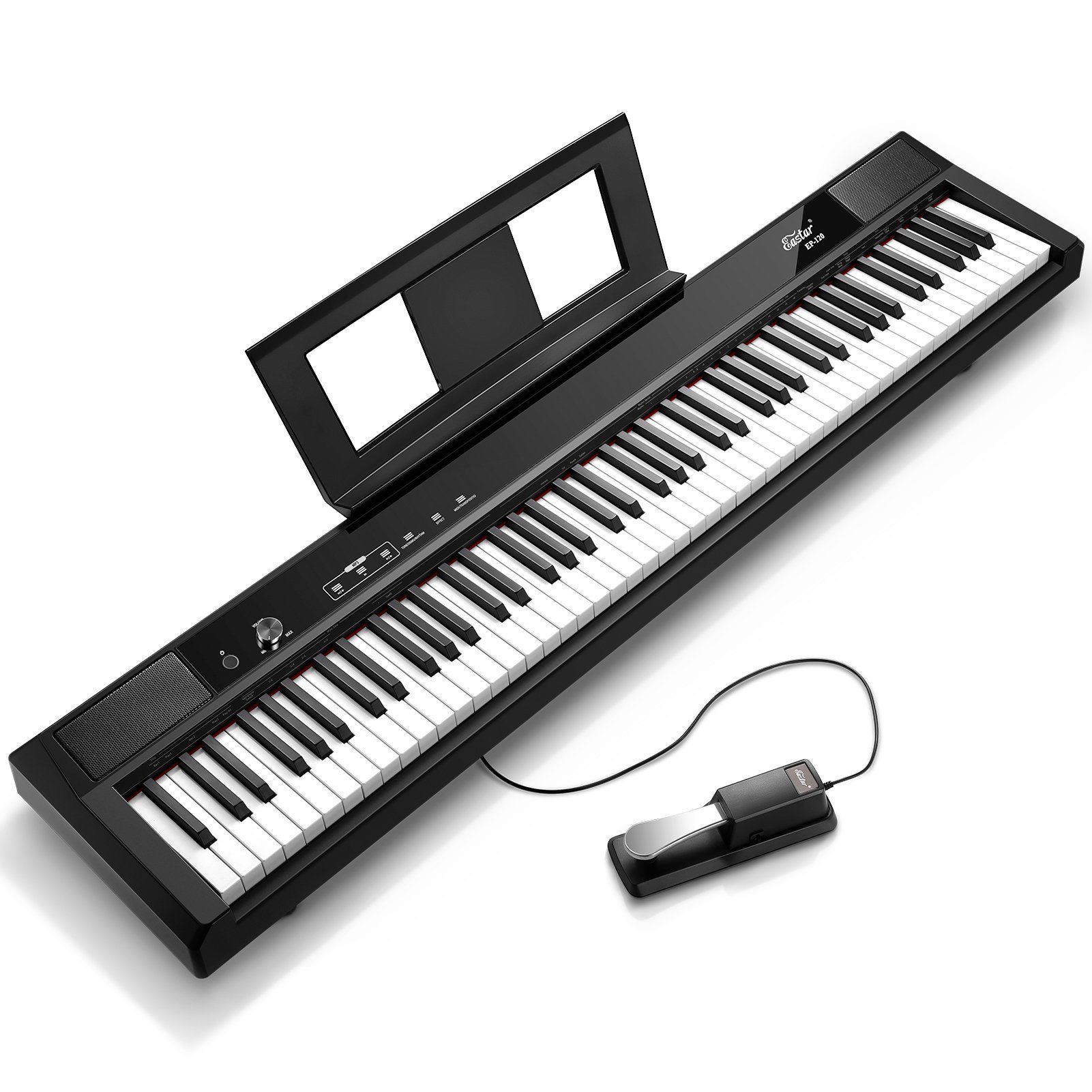Eastar Keyboard E-Piano 88 Schlüssel in voller Größe Home Digital Piano EP-120, (Sustain-Pedal, Gebrauchsanweisung, Plastik), ideal fur Piano-Einsteiger,gewichtete Tasten,Ständer