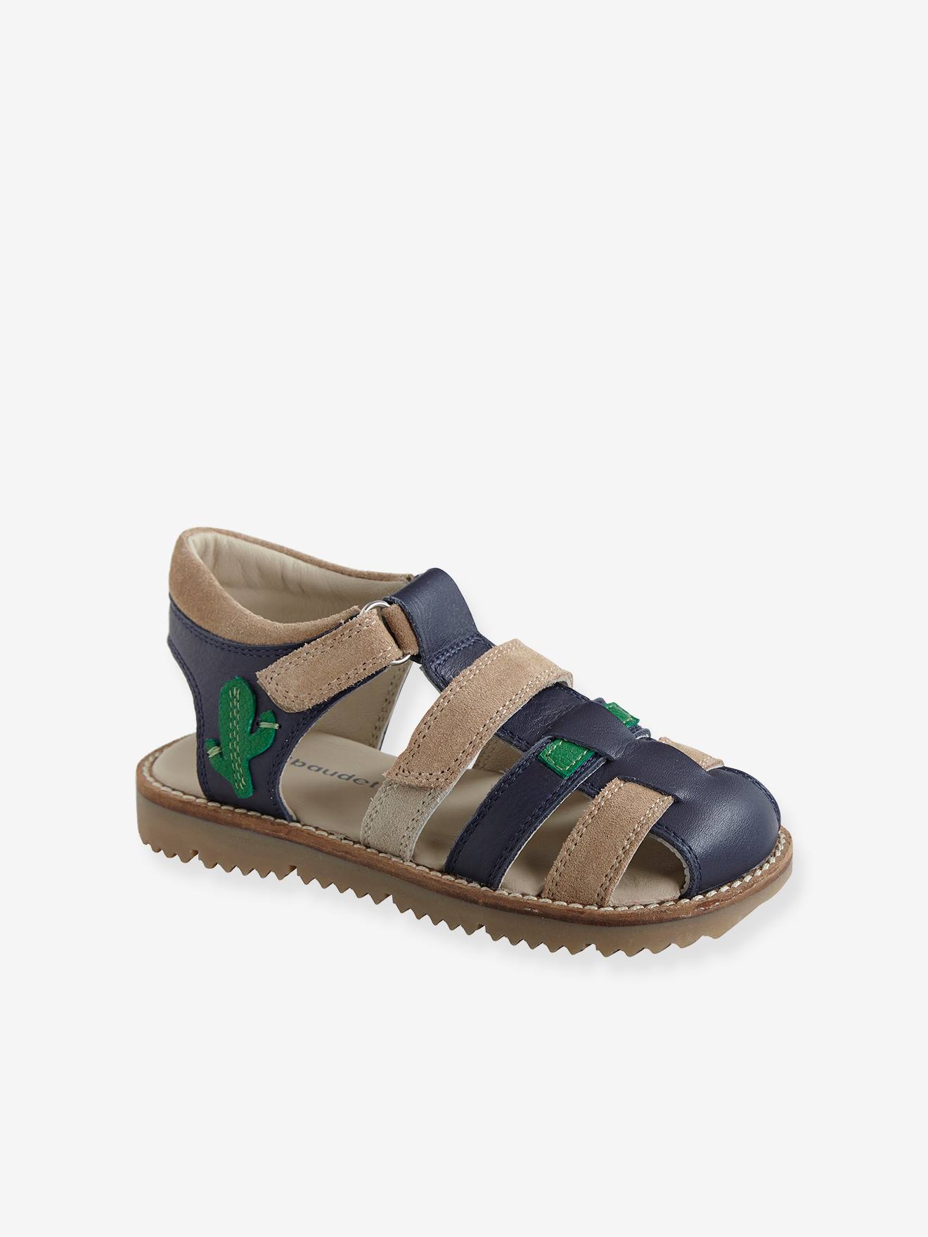 Sandales scratchées garçon en cuir sable