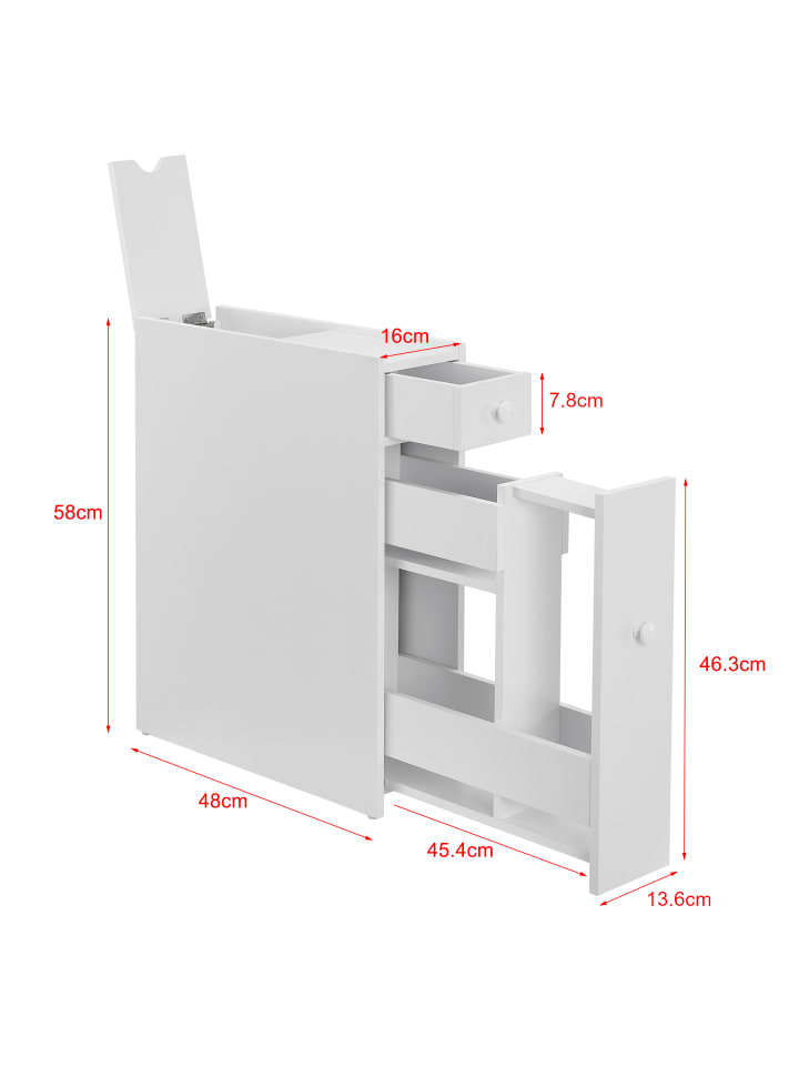 en.casa Badezimmerschrank Kihniö in Weiß (H)58cm (B)16cm (T)48cm günstig kaufen onesize