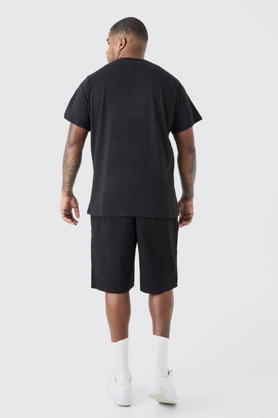 Plus Man Slim-Fit T-Shirt mit reflektierendem Mesh-Overlay