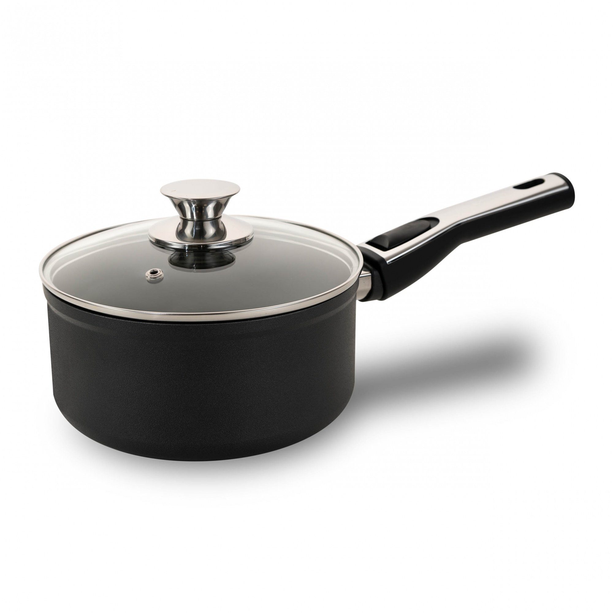 Genius Kasserolle Cerafit Plasma Stielkasserolle Ø 18 cm, Set 2-tlg., Aluminium, Edelstahl, Glas, Bakelit (Set, 1 Stielkasserolle 1 Deckel), Antihaft-Beschichtung, für alle Herdarten, induktionsgeeignet