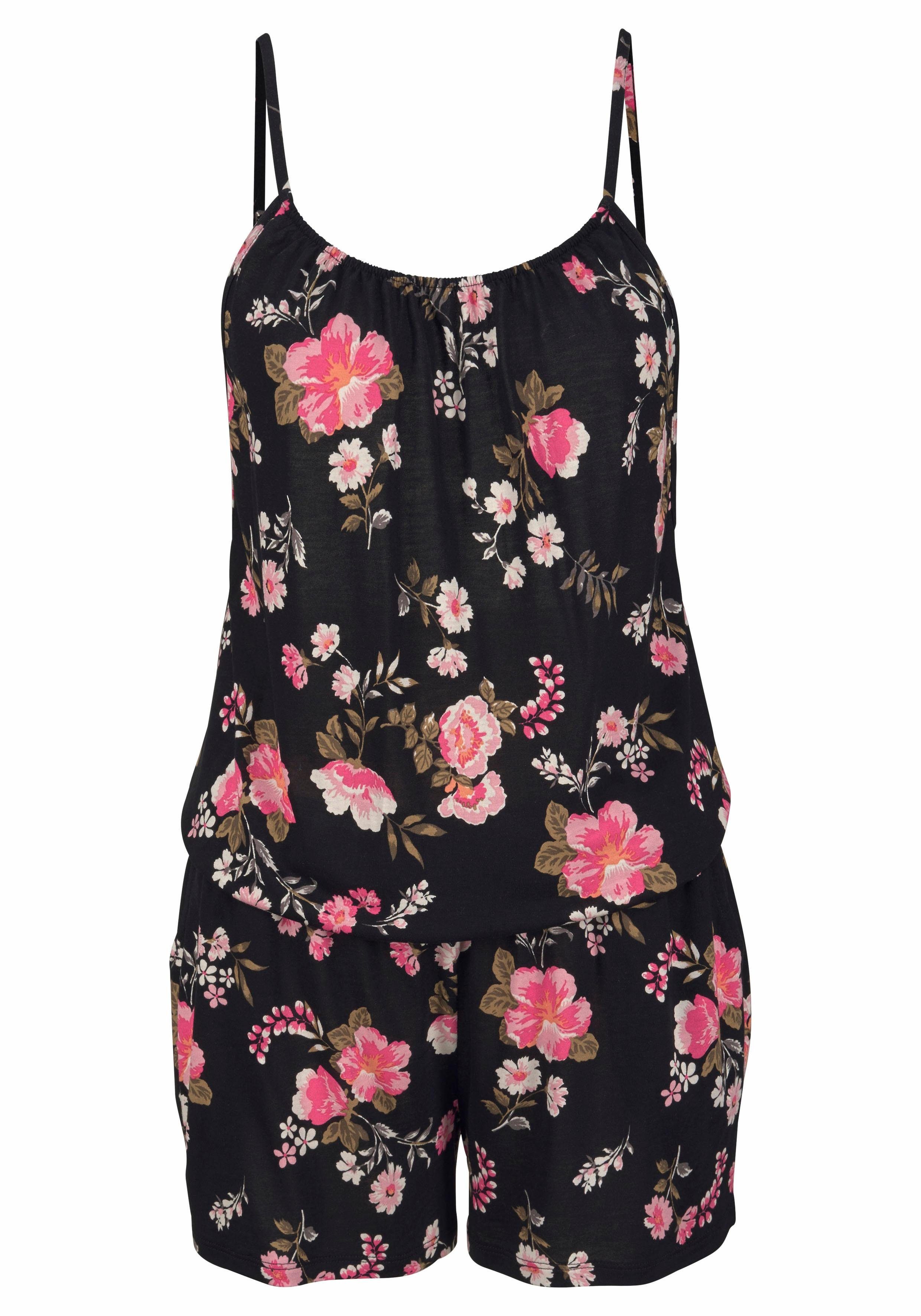 LASCANA Overall mit Spaghettiträgern und Blumenmuster