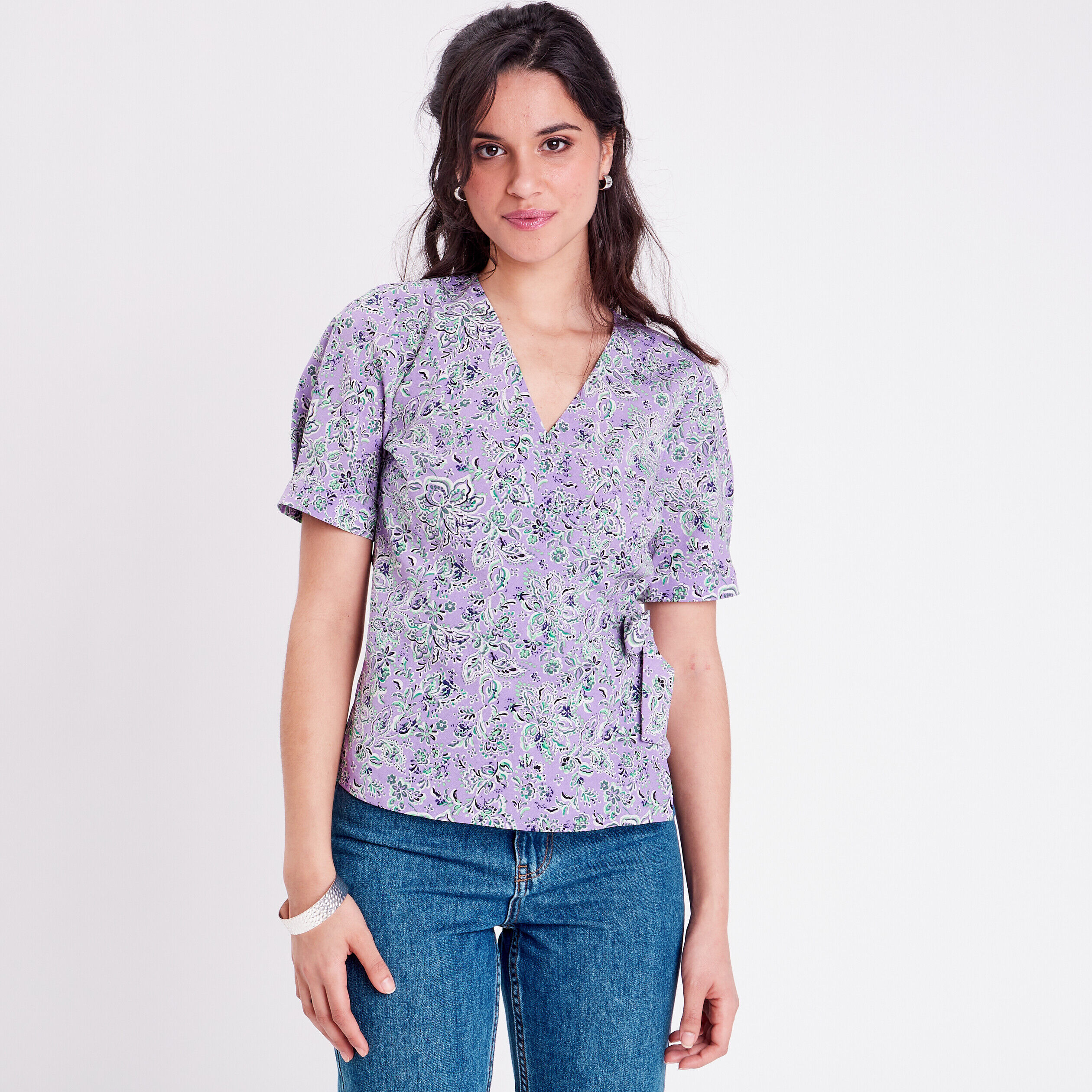 Blouse manches courtes violet femme | Cache Cache