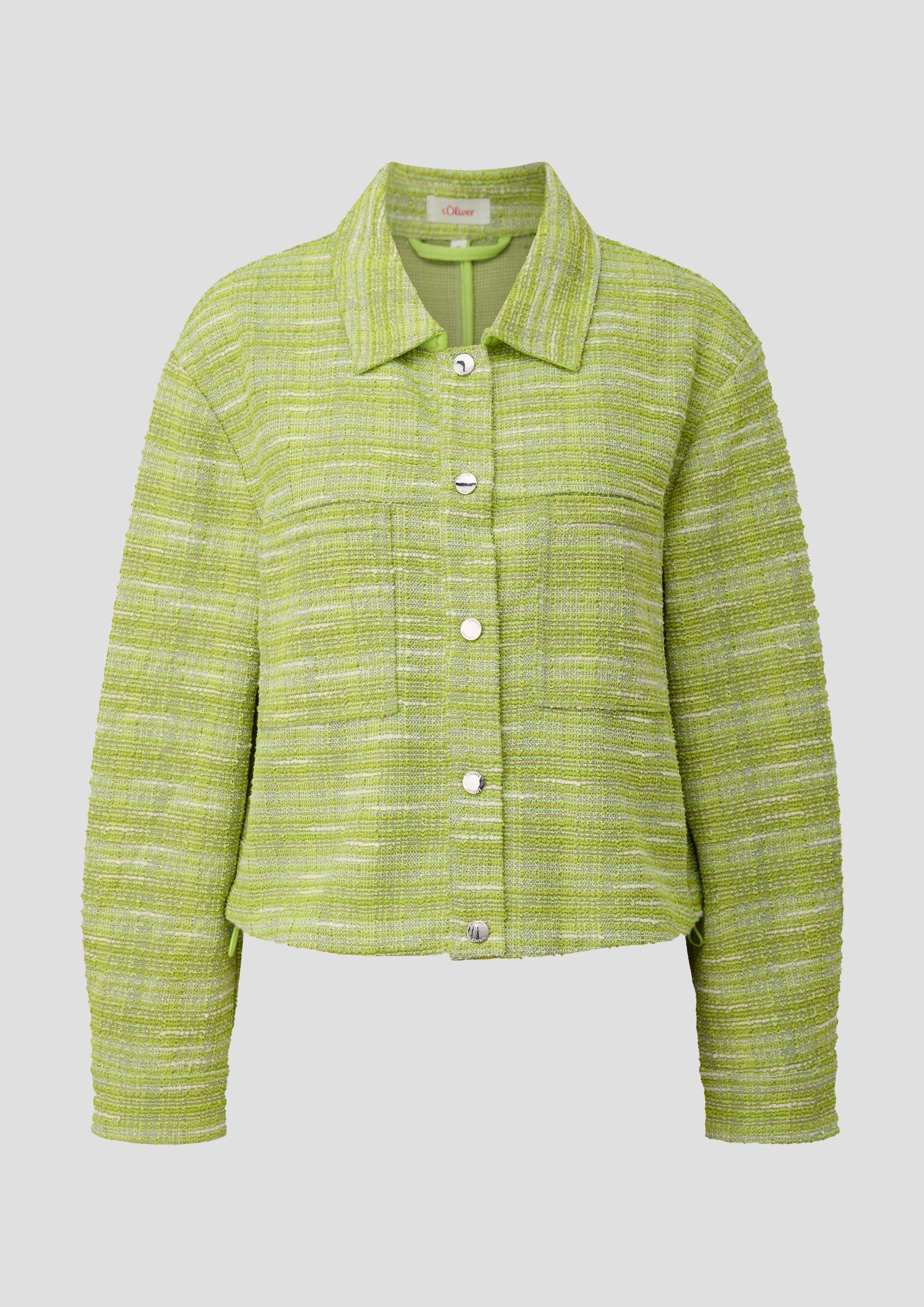 Kastige Bouclé-Jacke mit Durchzugkordel  2141095-7423