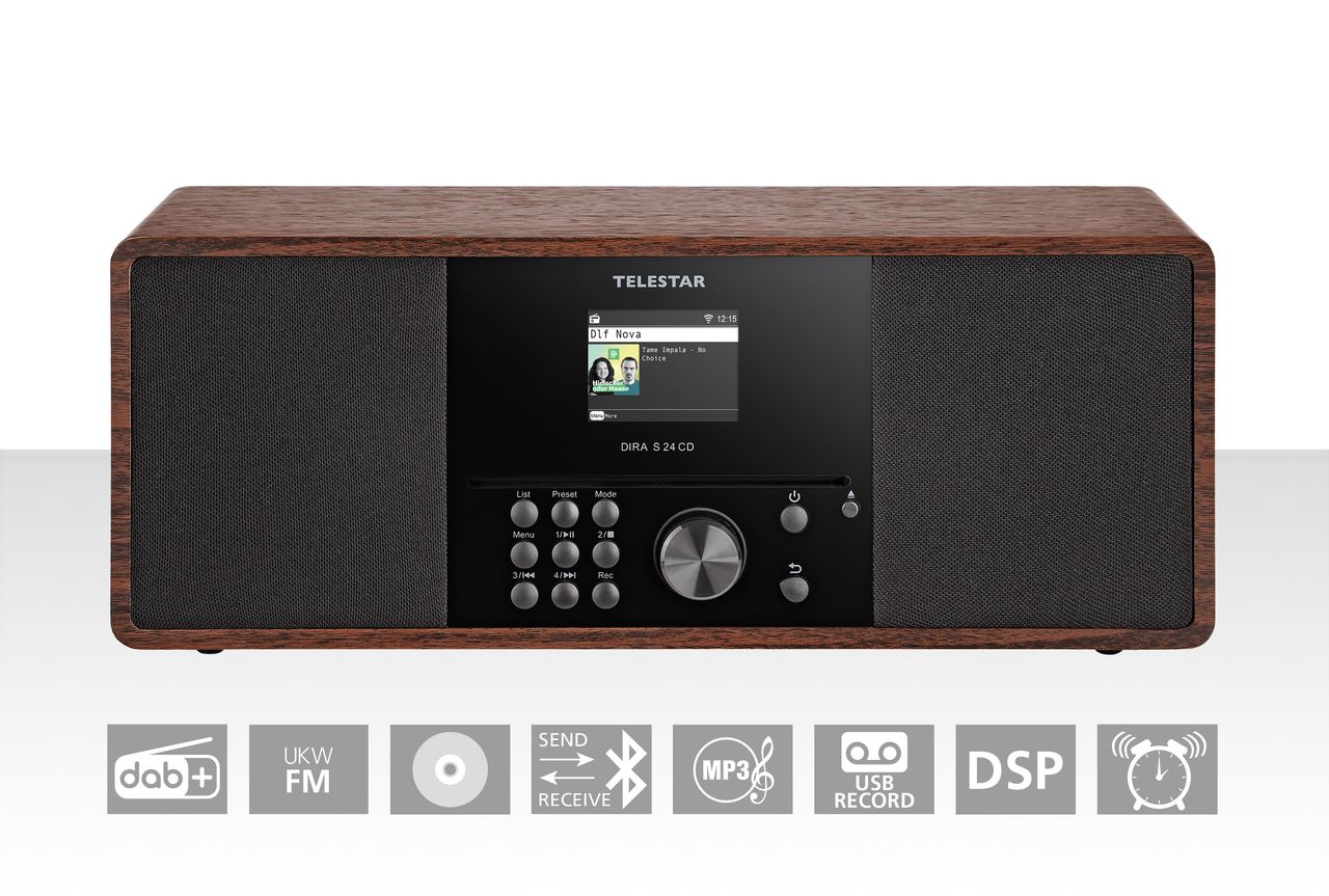 TELESTAR DIRA DAB /UKW Stereo Radio mit Bluetooth S 24 CD holzoptik