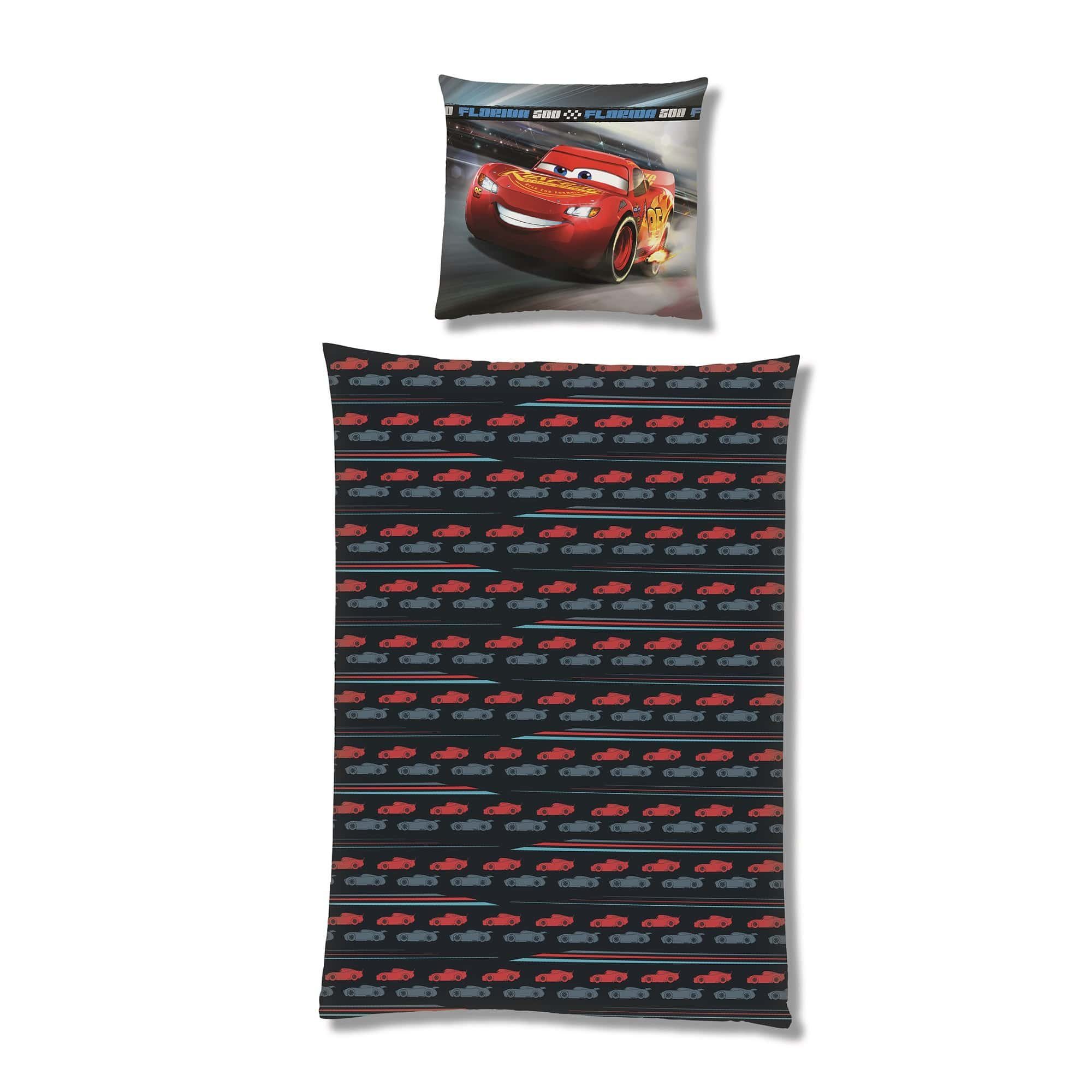 Kinderbettwäsche  Cars 135x200 80x80 cm, extra flauschig mit Reißverschluss, Familando, Fleece, 2 teilig, mit Lightning McQueen, Cruz Ramirez & Jackson Storm