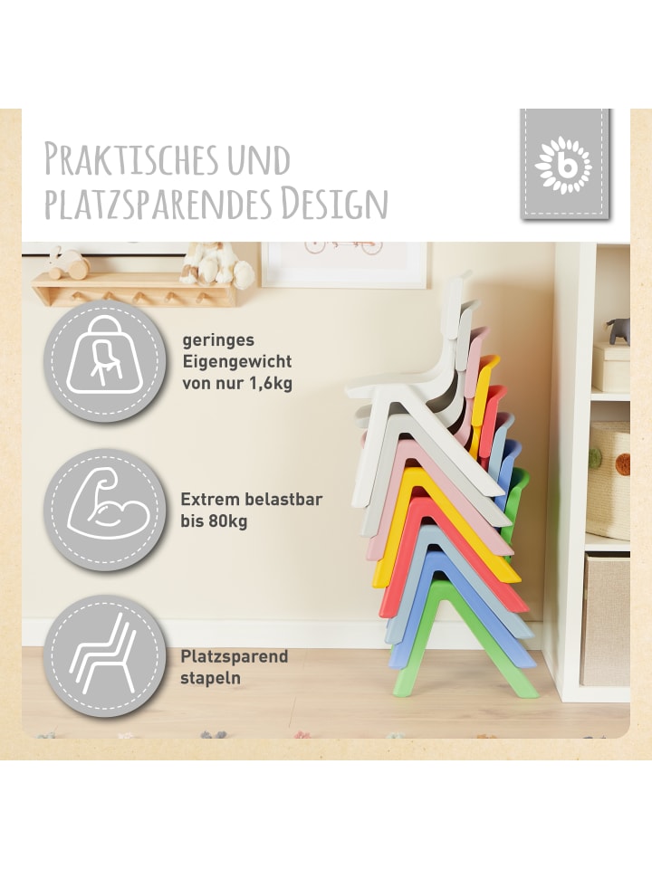 Bieco Spielwaren Kinderstuhl bis 80 kg Belastbar in Grau günstig kaufen onesize