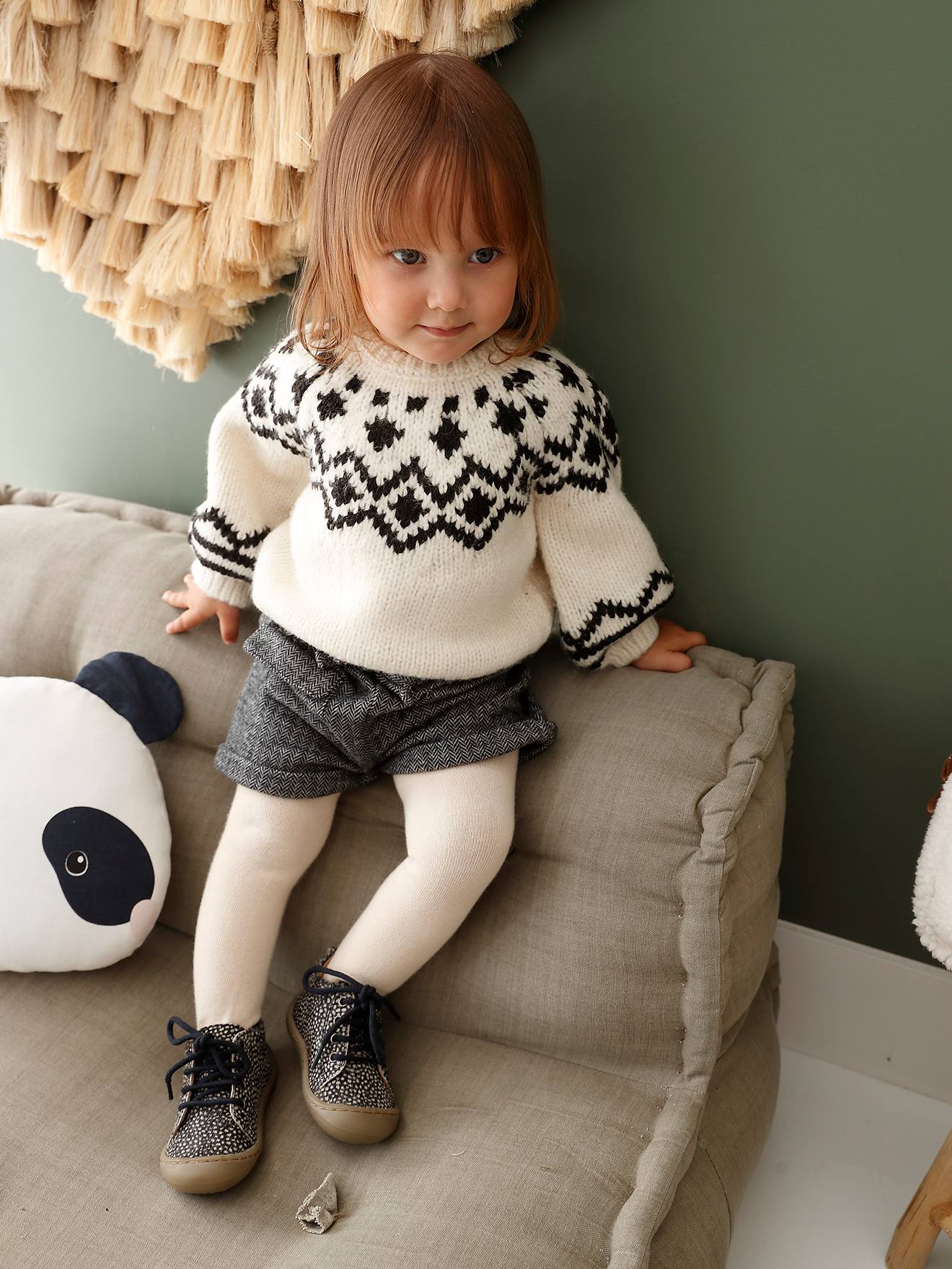 Vertbaudet Baby Jacquard-Pullover Oeko-Tex - beige meliert
