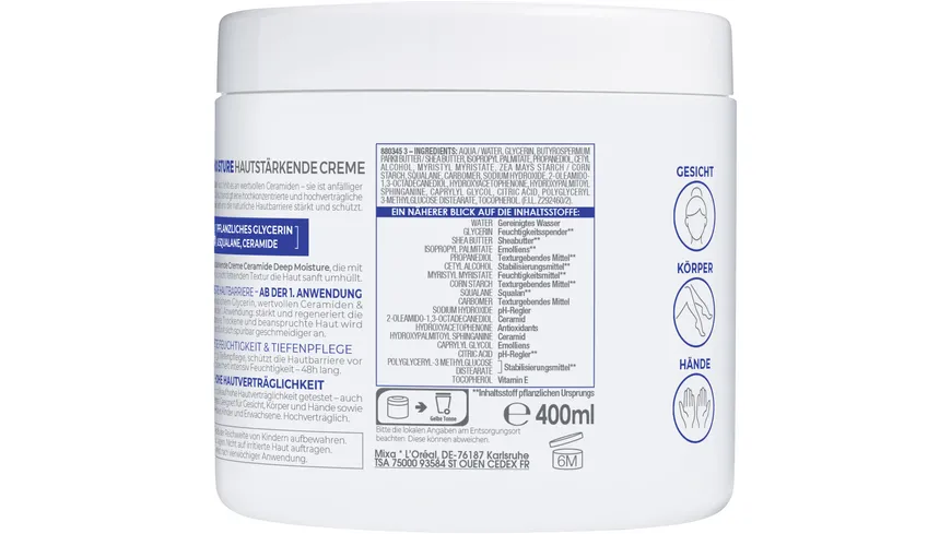 Mixa Ceramide Deep Moisture hautstärkende Creme 400 ml